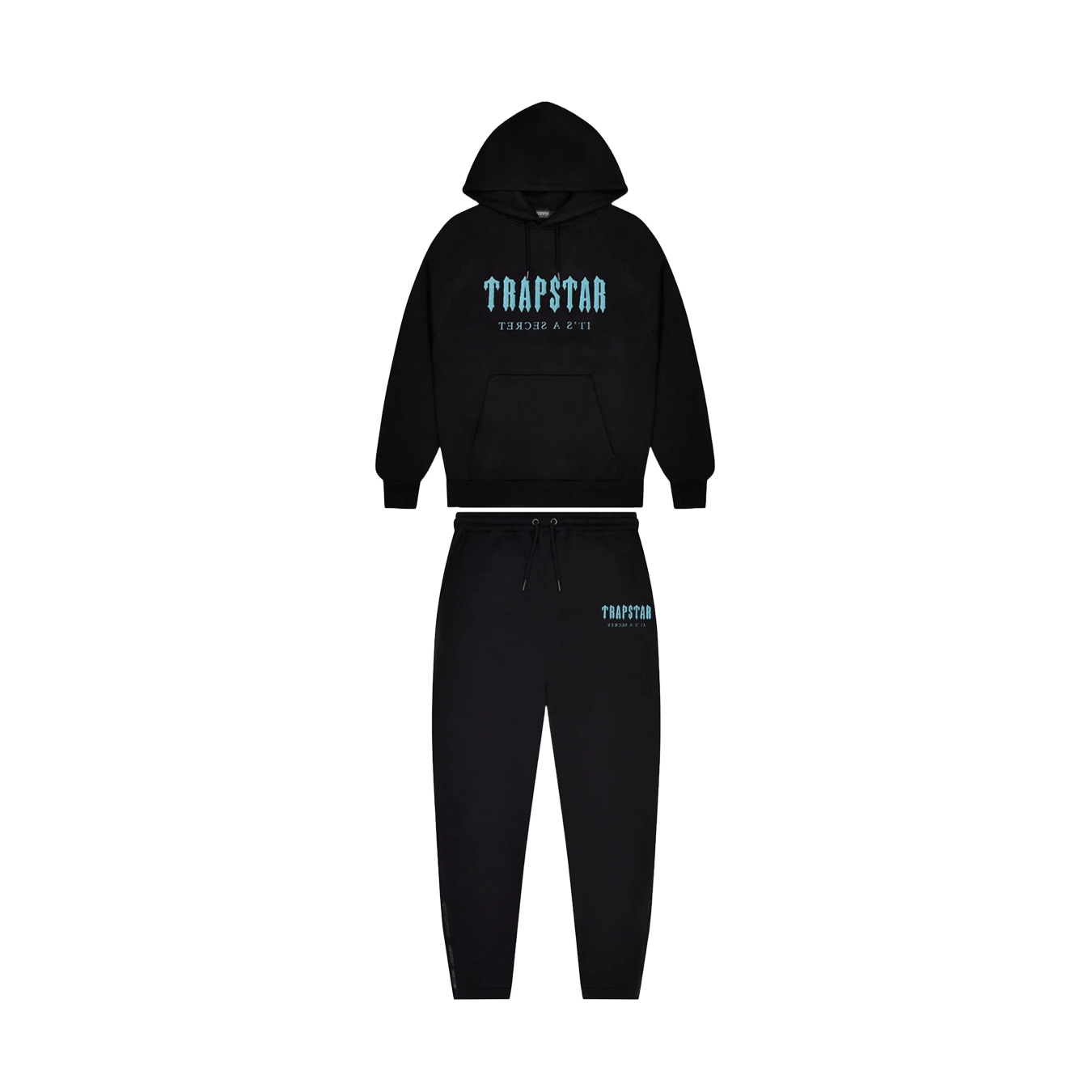 Trapstar Chenille Decoded Hooded Tracksuit-Black/Light Blue - Kick Game