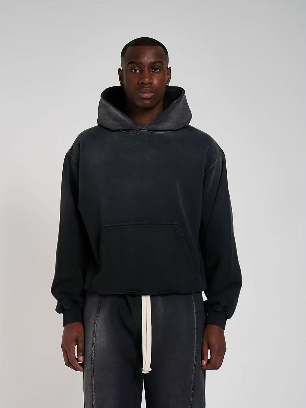 KAIZEN MARKET BLANK HEAVYWEIGHT FADE OUT HOODIE BLACK - Kick Game