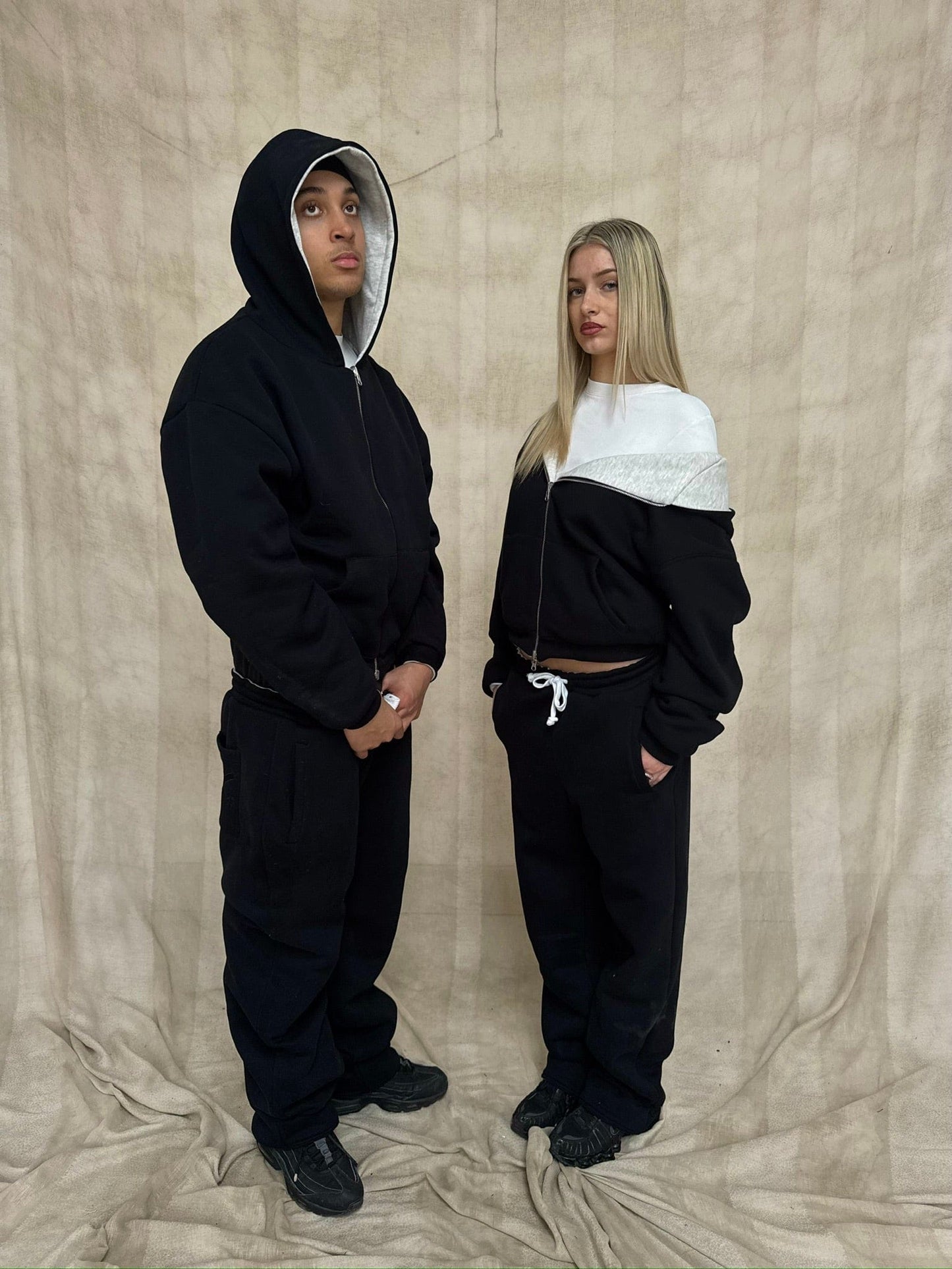 KAIZEN MARKET GREY/BLACK REVERSIBLE ZIP HOODIE - Kick Game