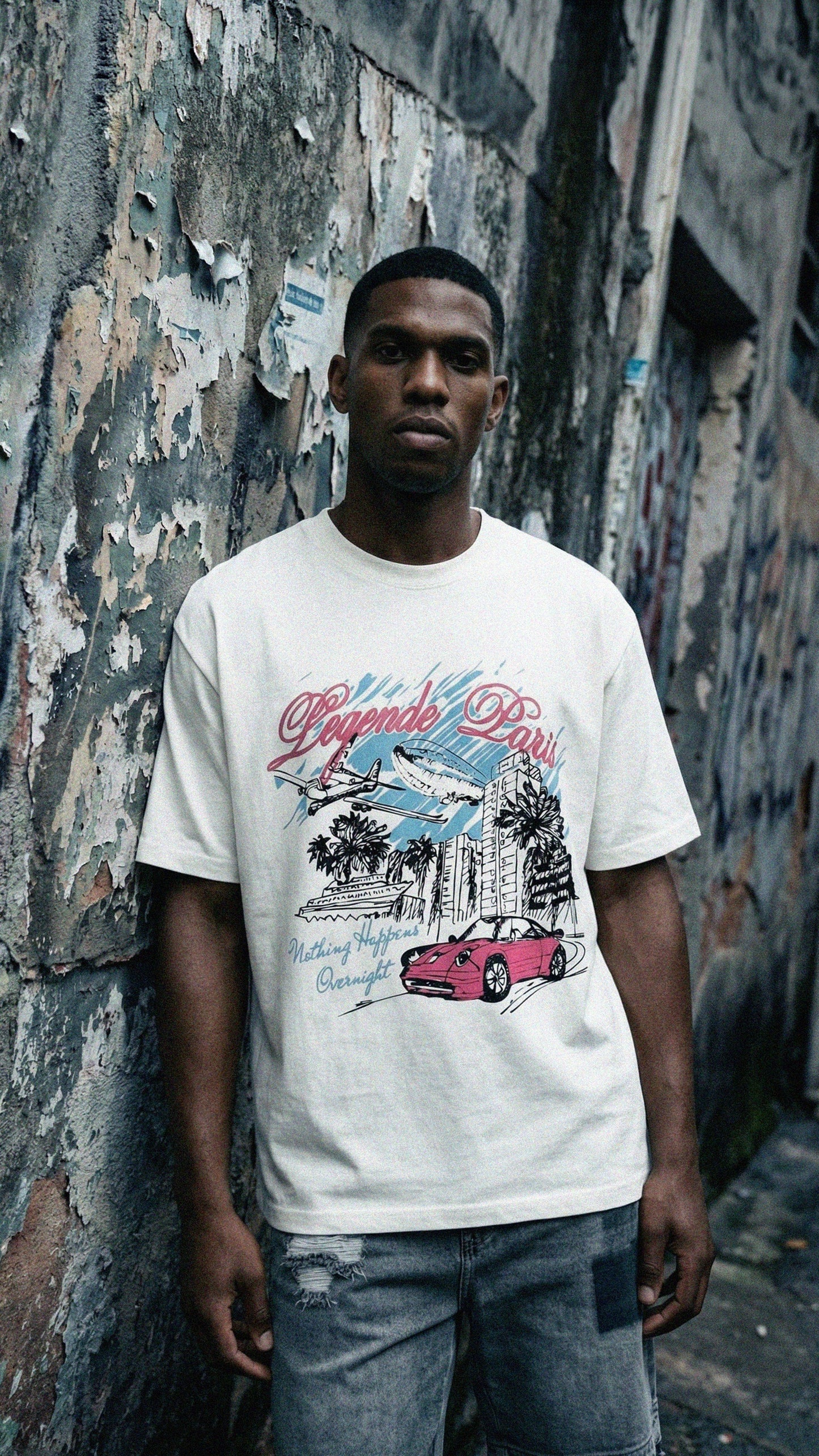 Legende Paris OVERNIGHT SKETCH T-SHIRT - WHITE - Kick Game