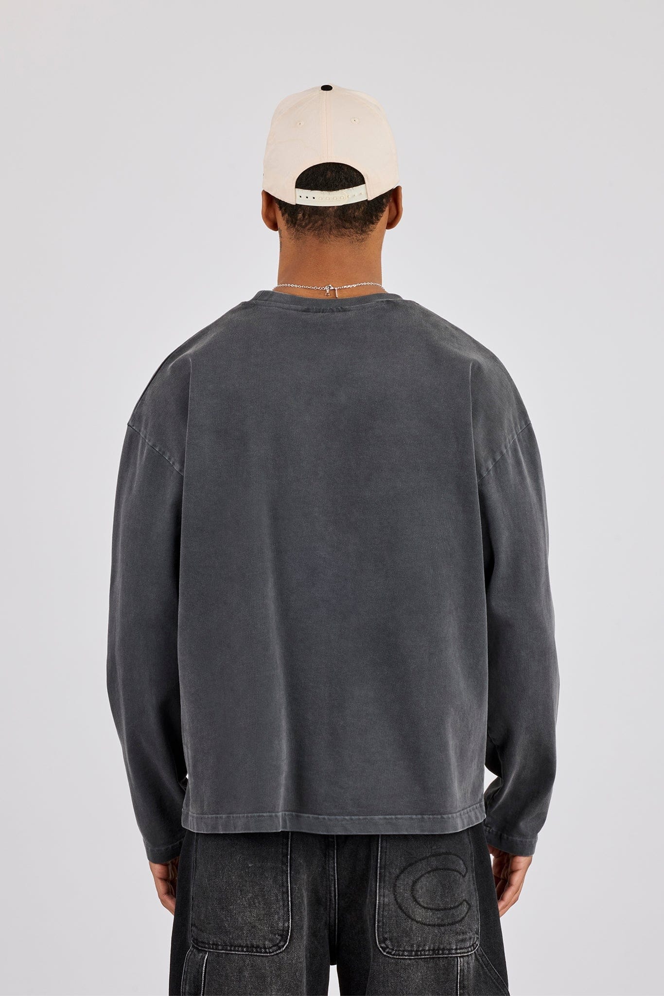 Washed Long Sleeve T-Shirt - Charcoal - Kick Game