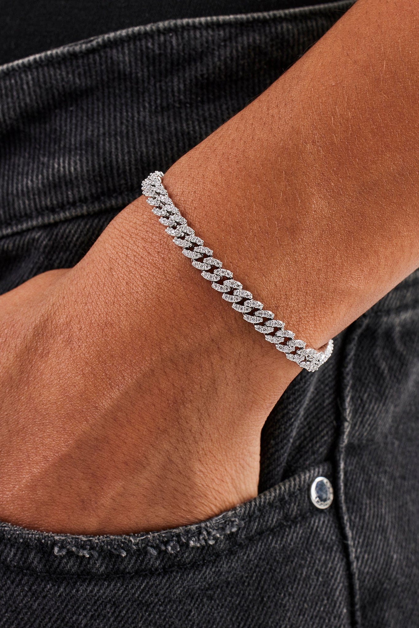 Iced Cuban Link Bracelet - 5mm - White - Kick Game