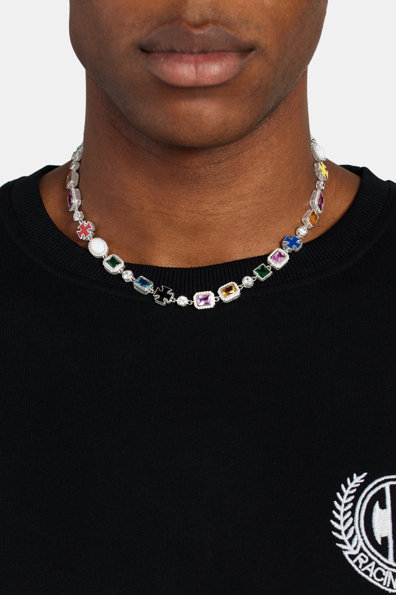 Cernucci Multi Gemstone Motif Necklace - 10mm - Kick Game