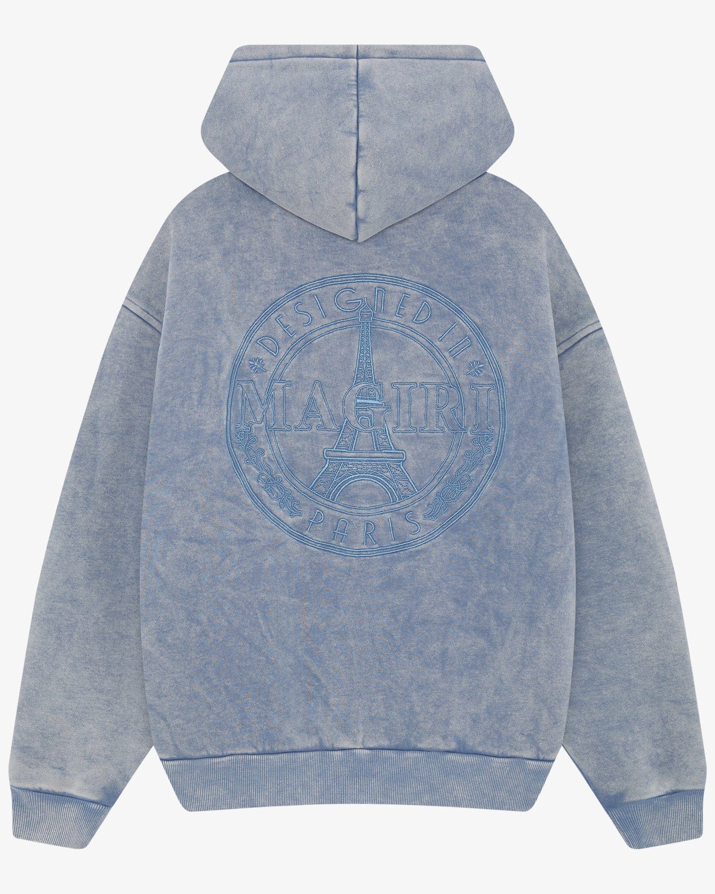 Magiri Embroidered Acid Wash Hoodie 'Washed Blue' - Kick Game