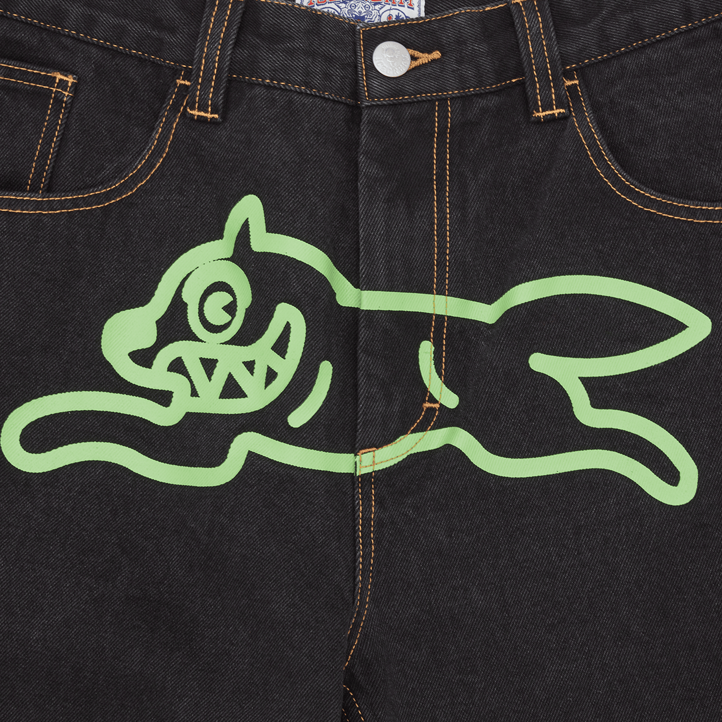 ICECREAM Running Dog Double Scoop Denim Pants 'Black' - Kick Game