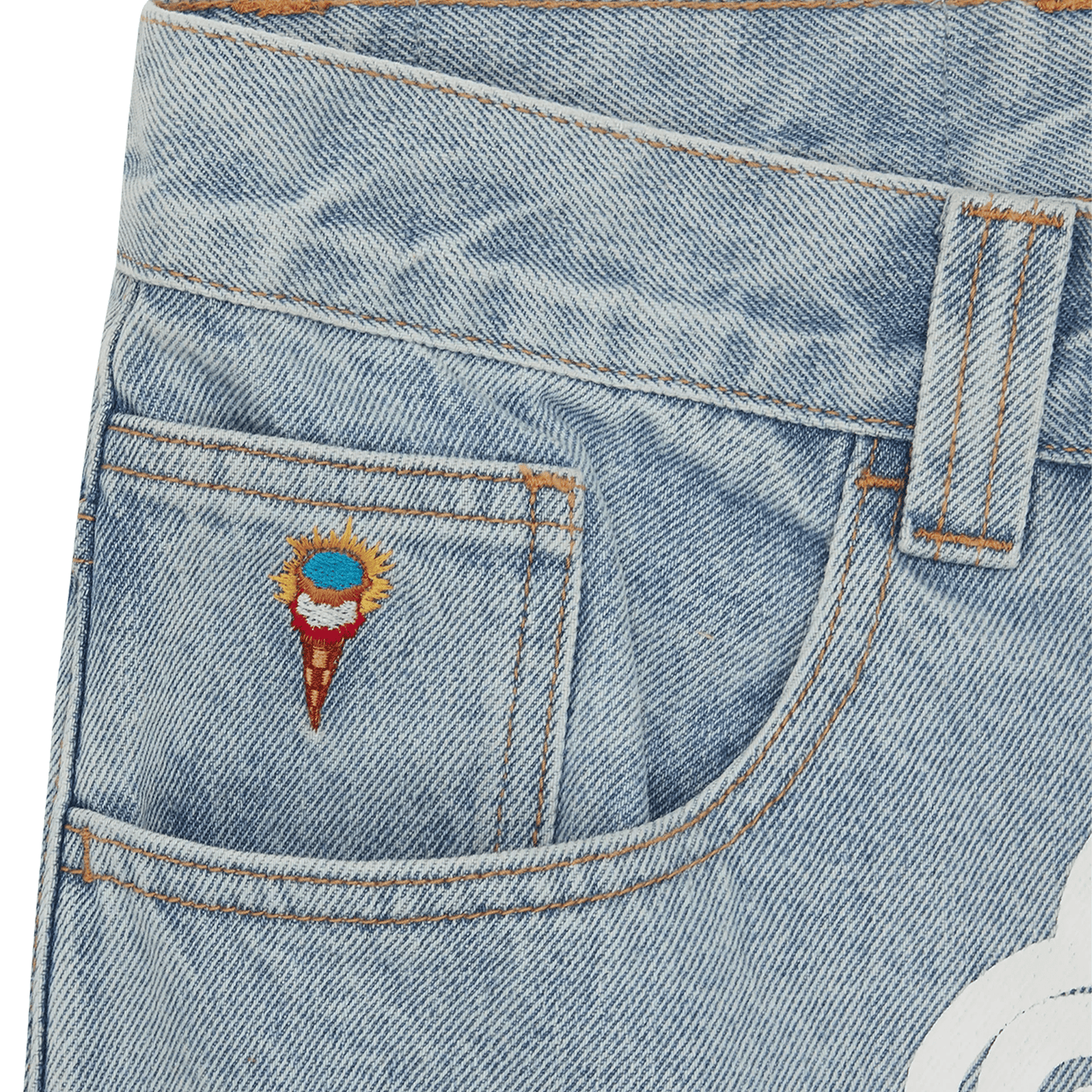 ICECREAM Running Dog Double Scoop Denim Pants 'Heavy Wash Blue' - Kick Game
