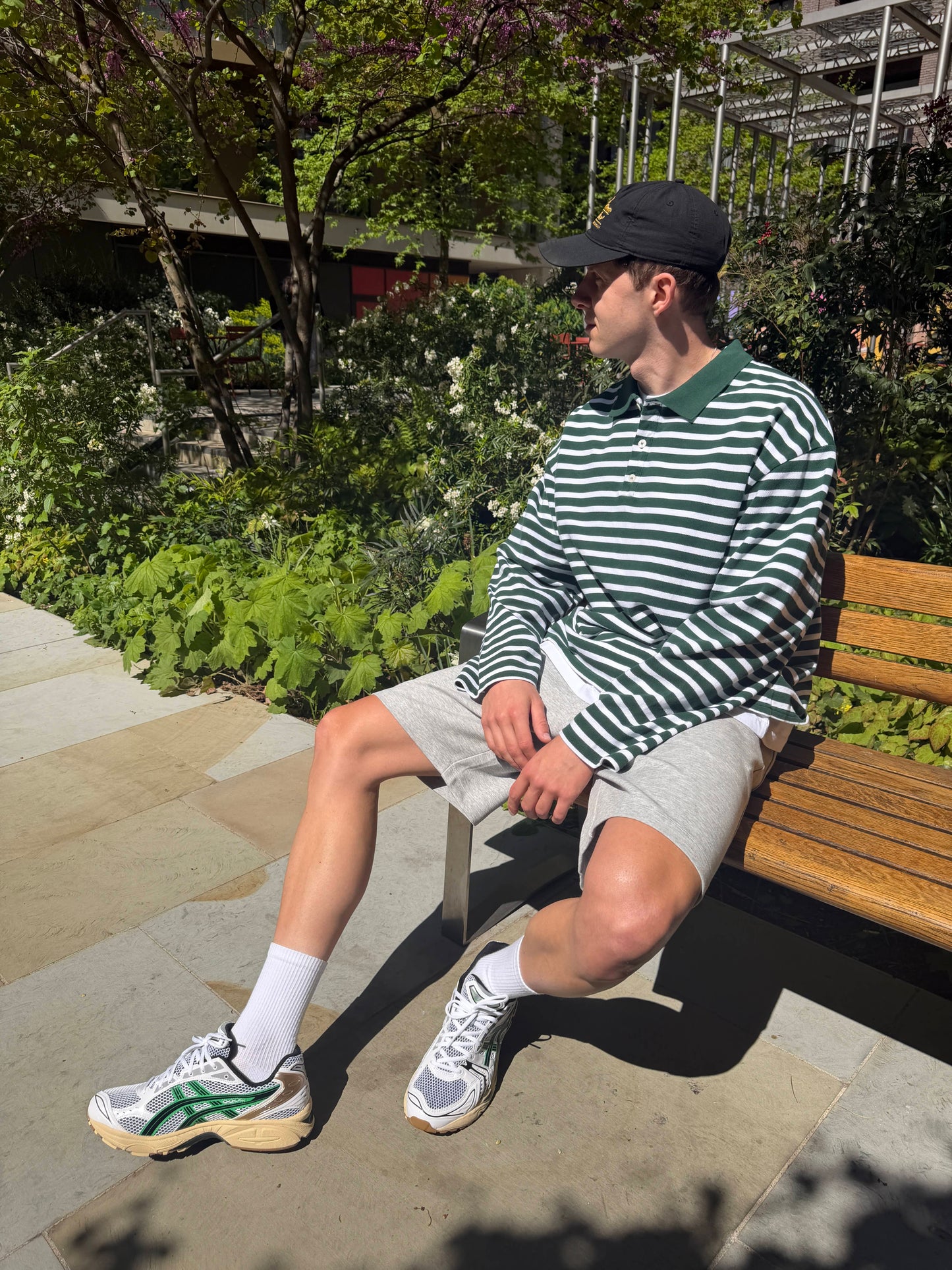 Summit Pique Long Sleeve Polo 'Forest White' - Kick Game