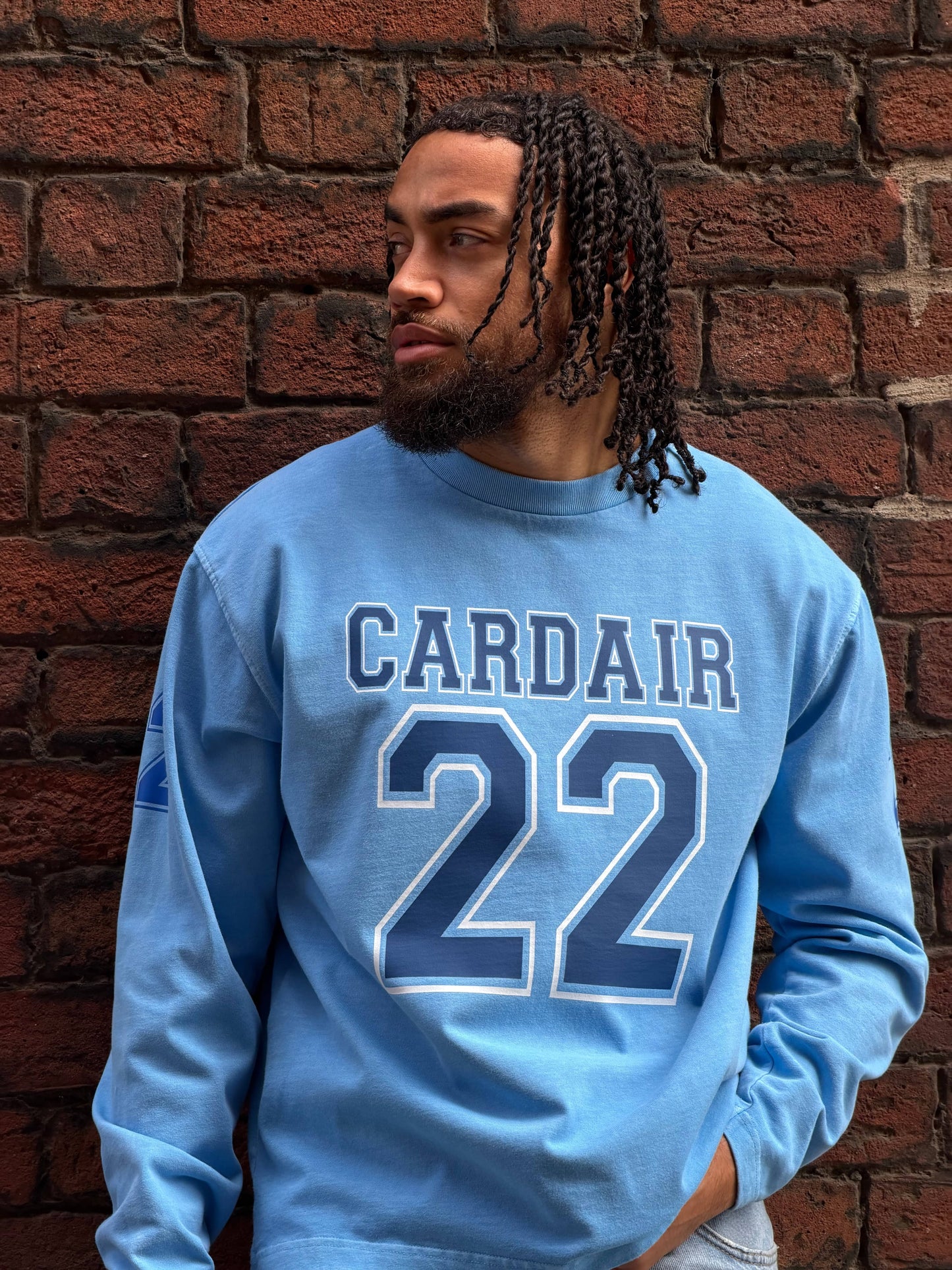 Cardair Varsity Long Sleeve T Shirt - Sky Blue - Kick Game