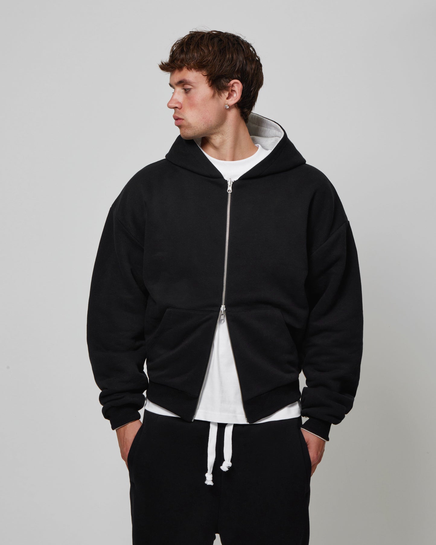KAIZEN MARKET GREY/BLACK REVERSIBLE ZIP HOODIE - Kick Game