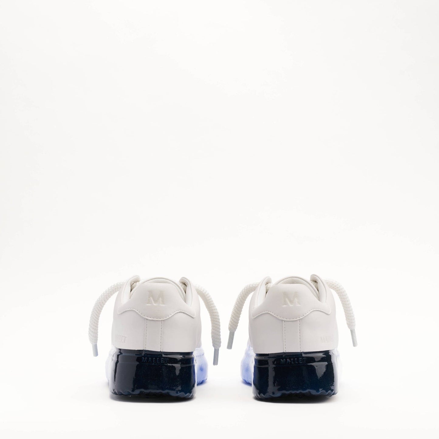MALLET GRFTR Lite Men's White Blue Ombre Dip Leather Trainers - Kick Game