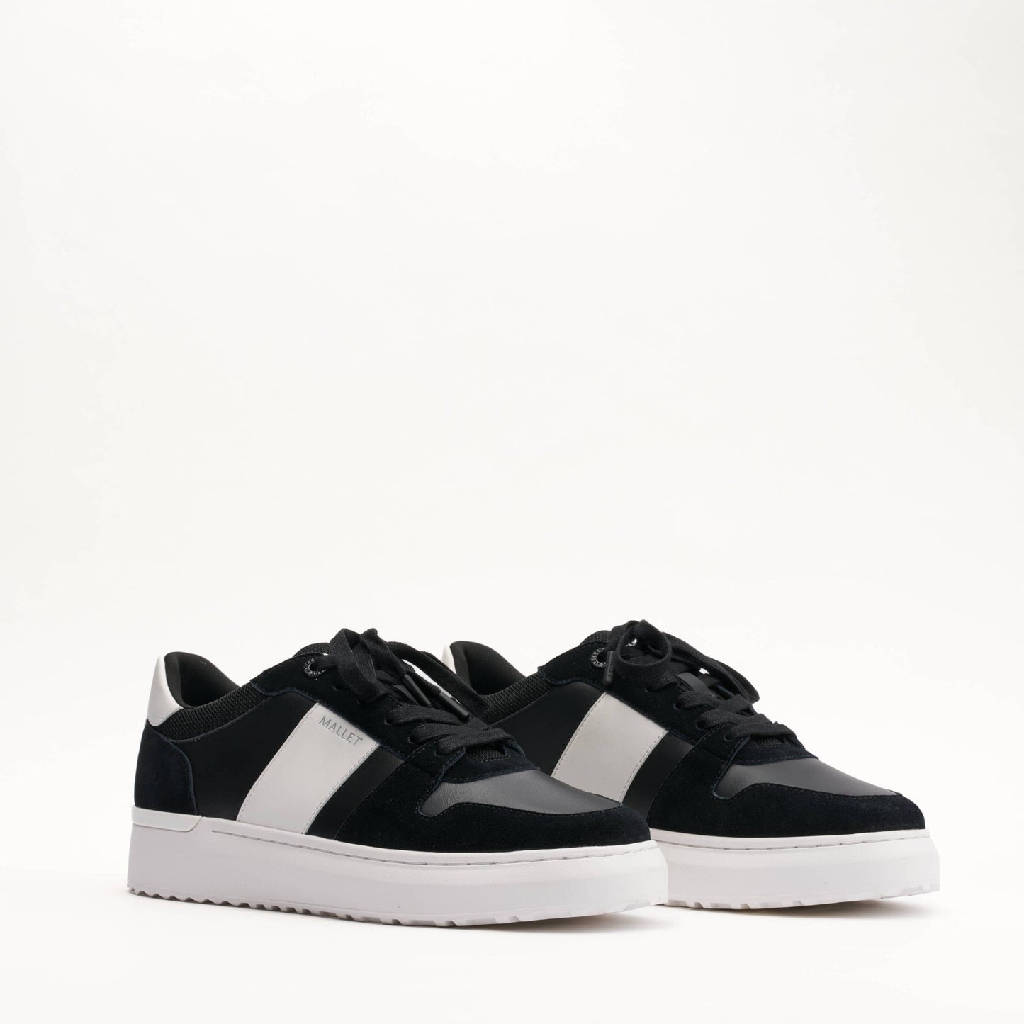 MALLET Hoxton Lite Men's Black White Leather Trainers - Kick Game