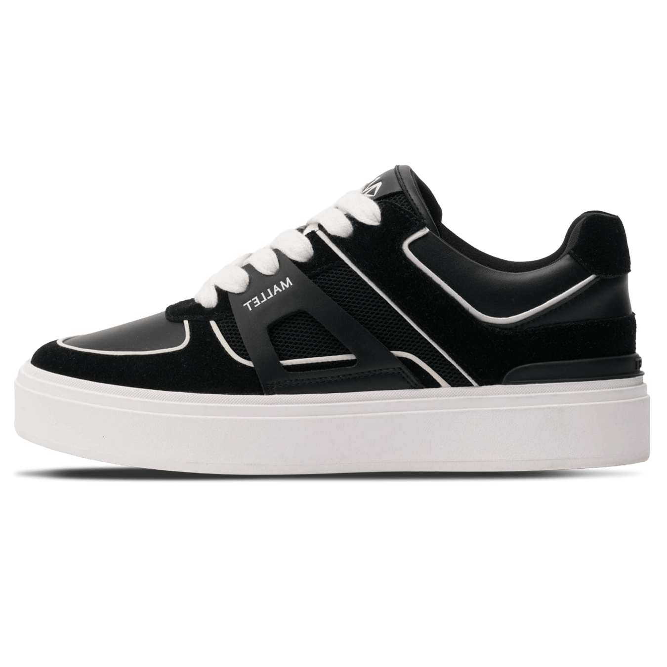MALLET Fenchurch Men's Black White Leather Trainers - Kick Game