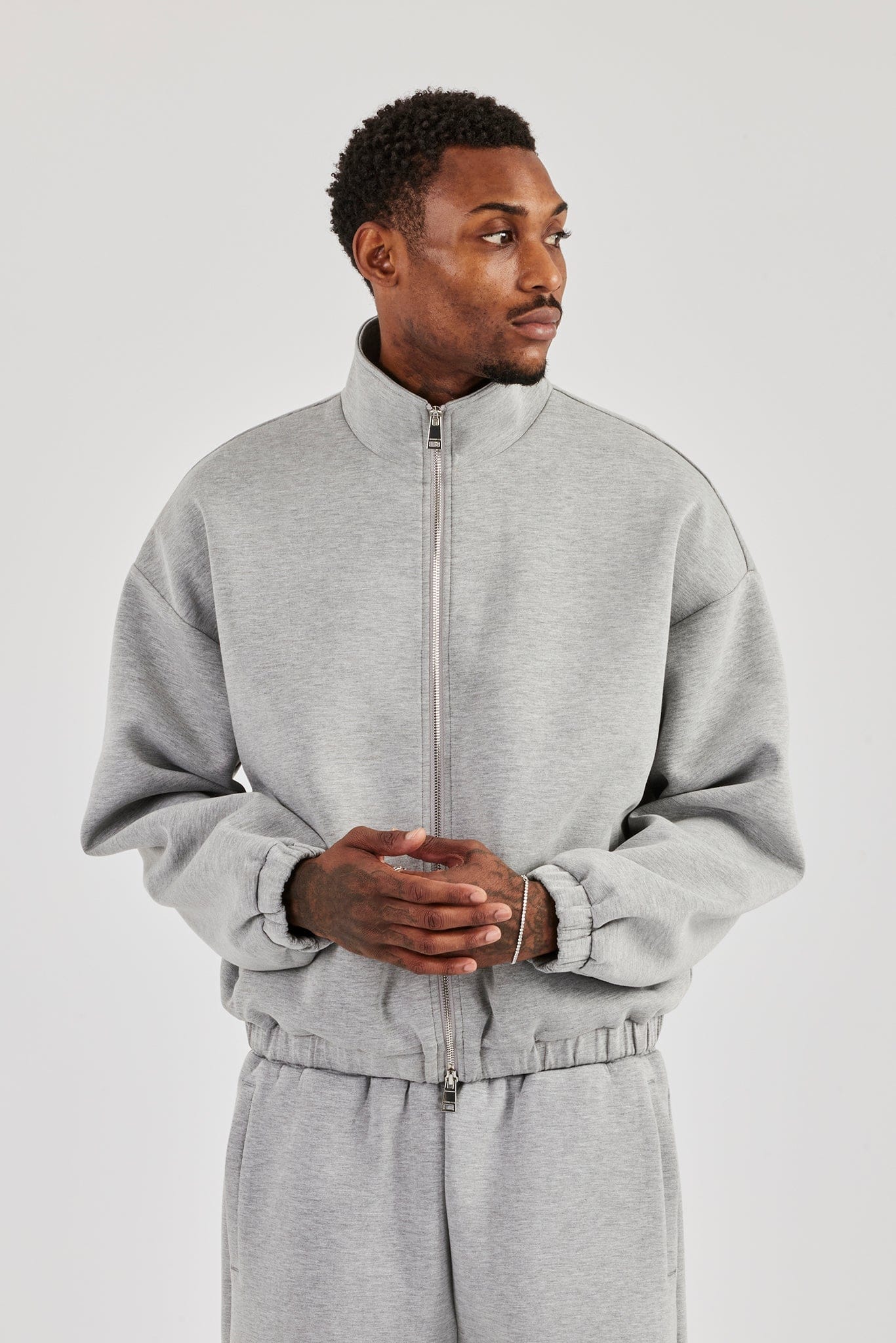 Scuba Funnel Neck Jacket & Baggy Fit Trouser - Grey - Kick Game