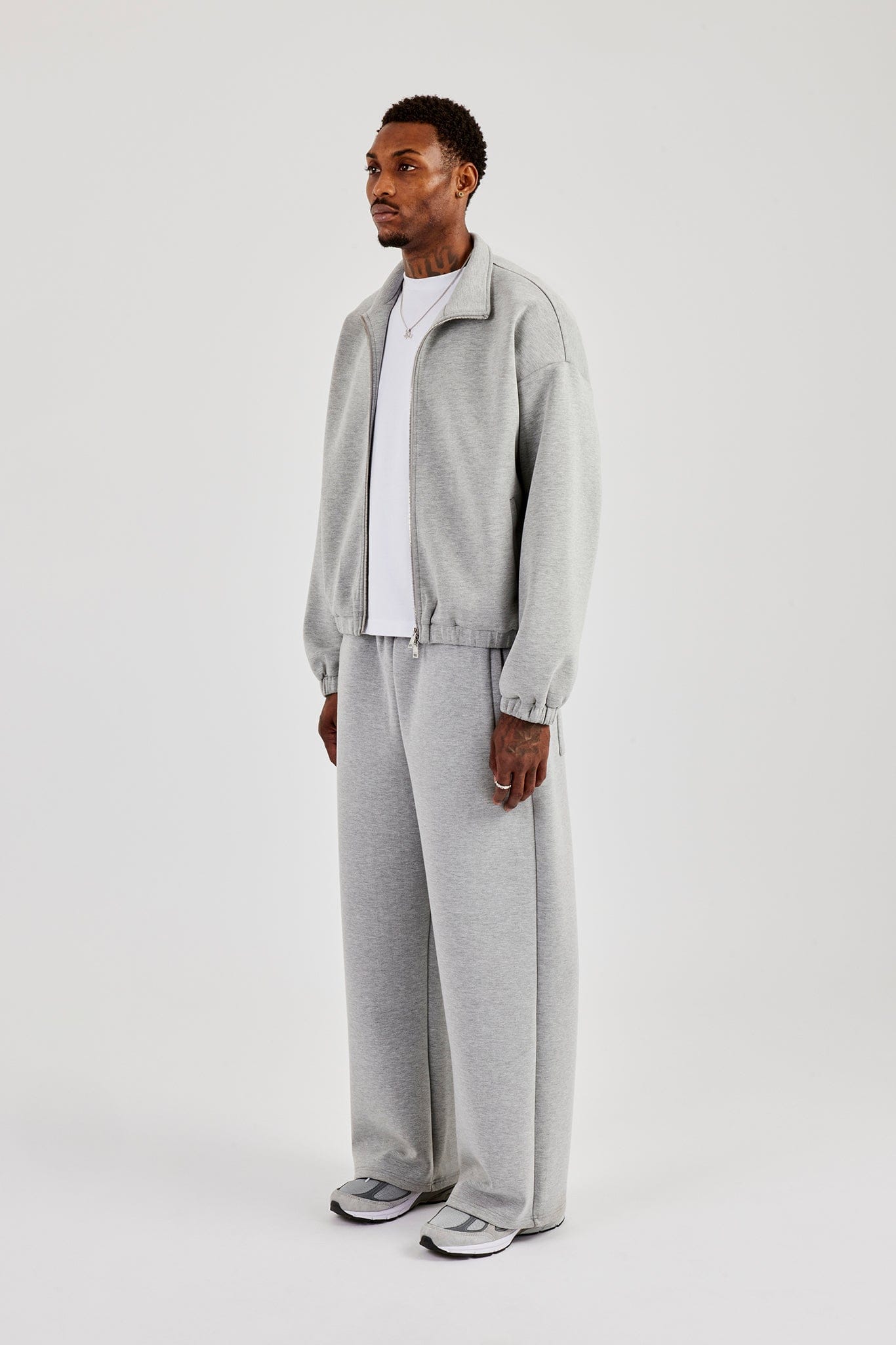 Scuba Funnel Neck Jacket & Baggy Fit Trouser - Grey - Kick Game