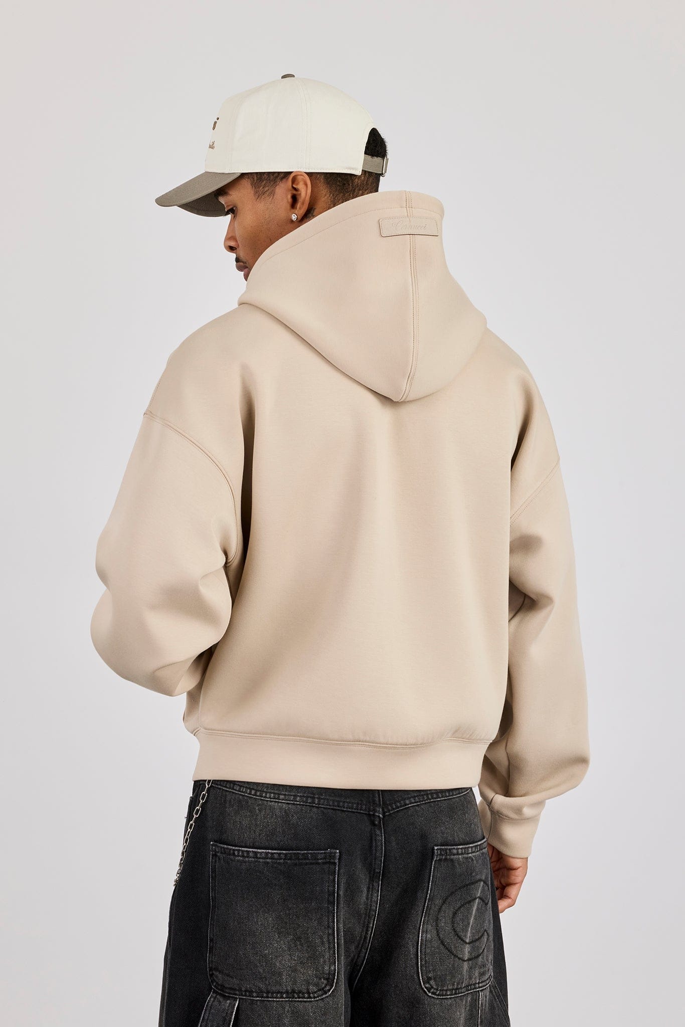 Scuba Zip Through Boxy Hoodie - Stone - Kick Game