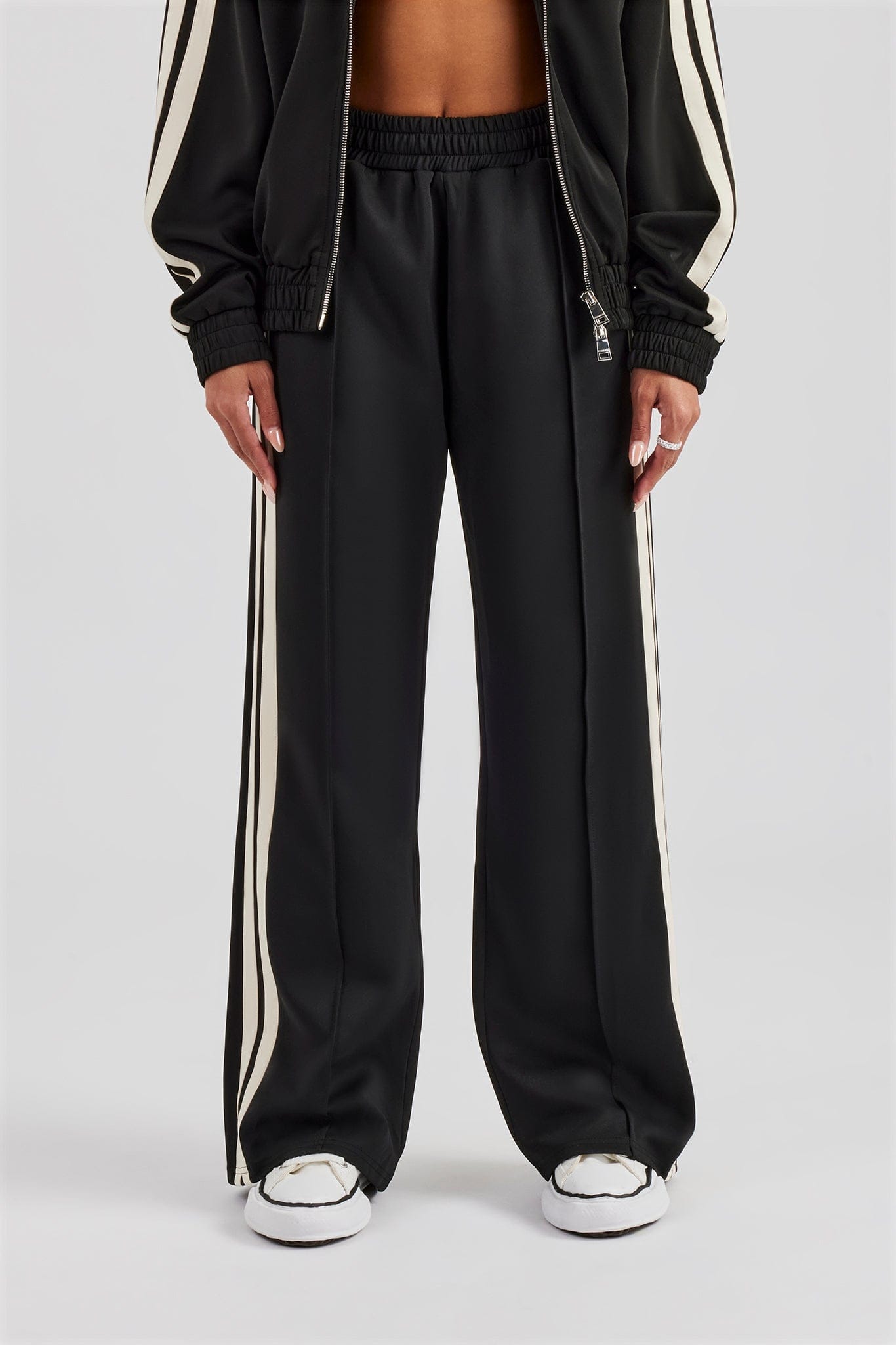 Taping Wide Leg Track Pant - Black - Kick Game