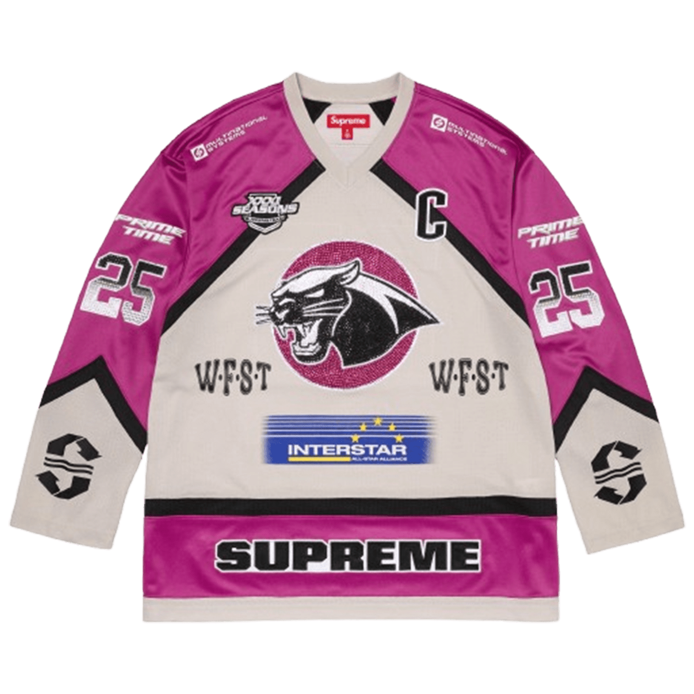 Supreme Rhinestone Hockey Jersey 'Light Grey' — Kick Game