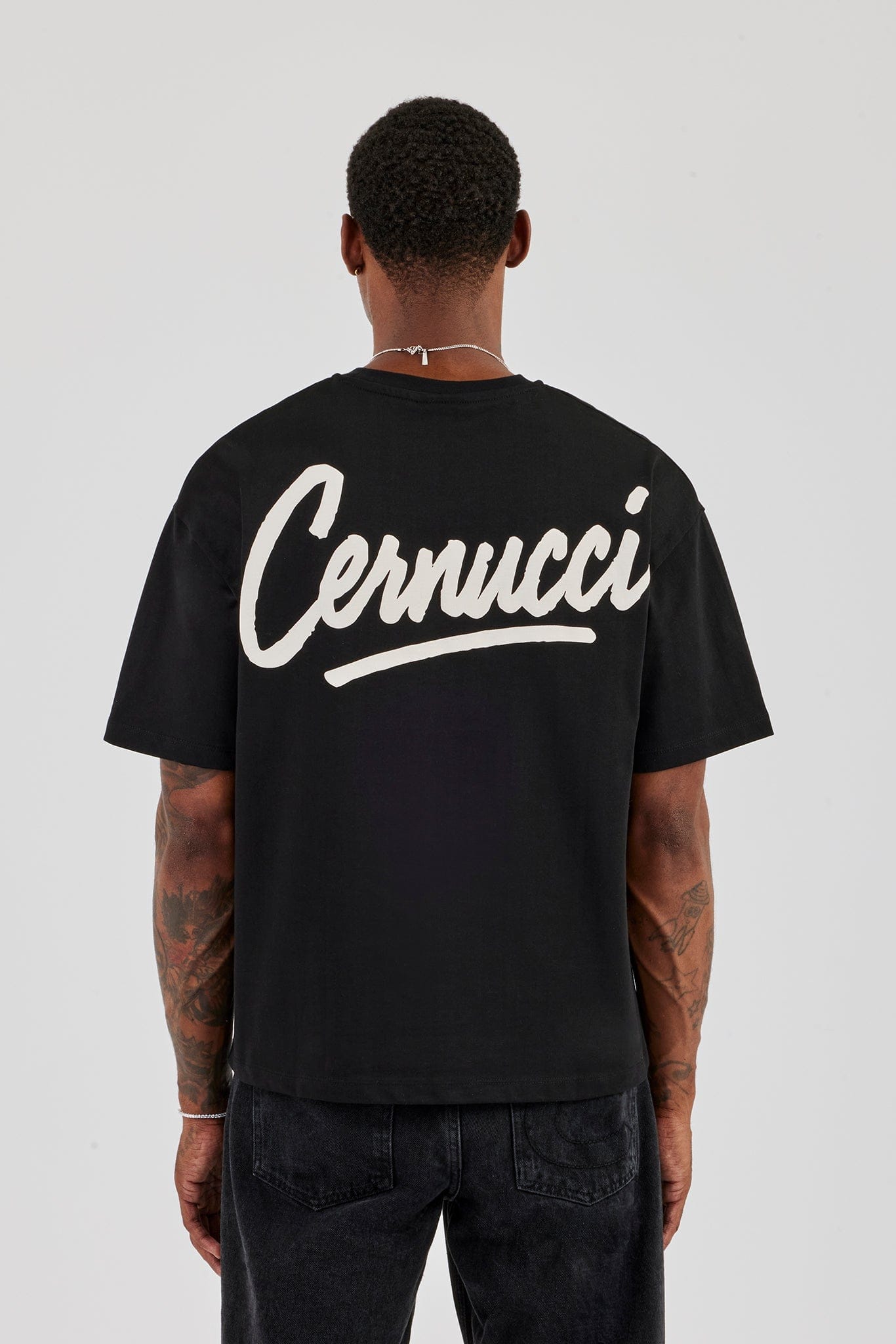 Cernucci Script Back Print T-Shirt - Black - Kick Game
