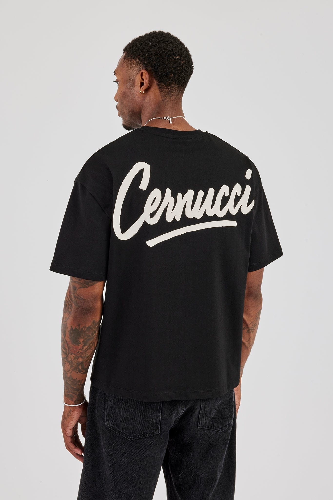 Cernucci Script Back Print T-Shirt - Black - Kick Game