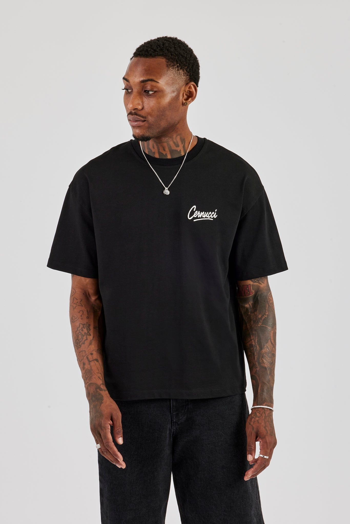Cernucci Script Back Print T-Shirt - Black - Kick Game