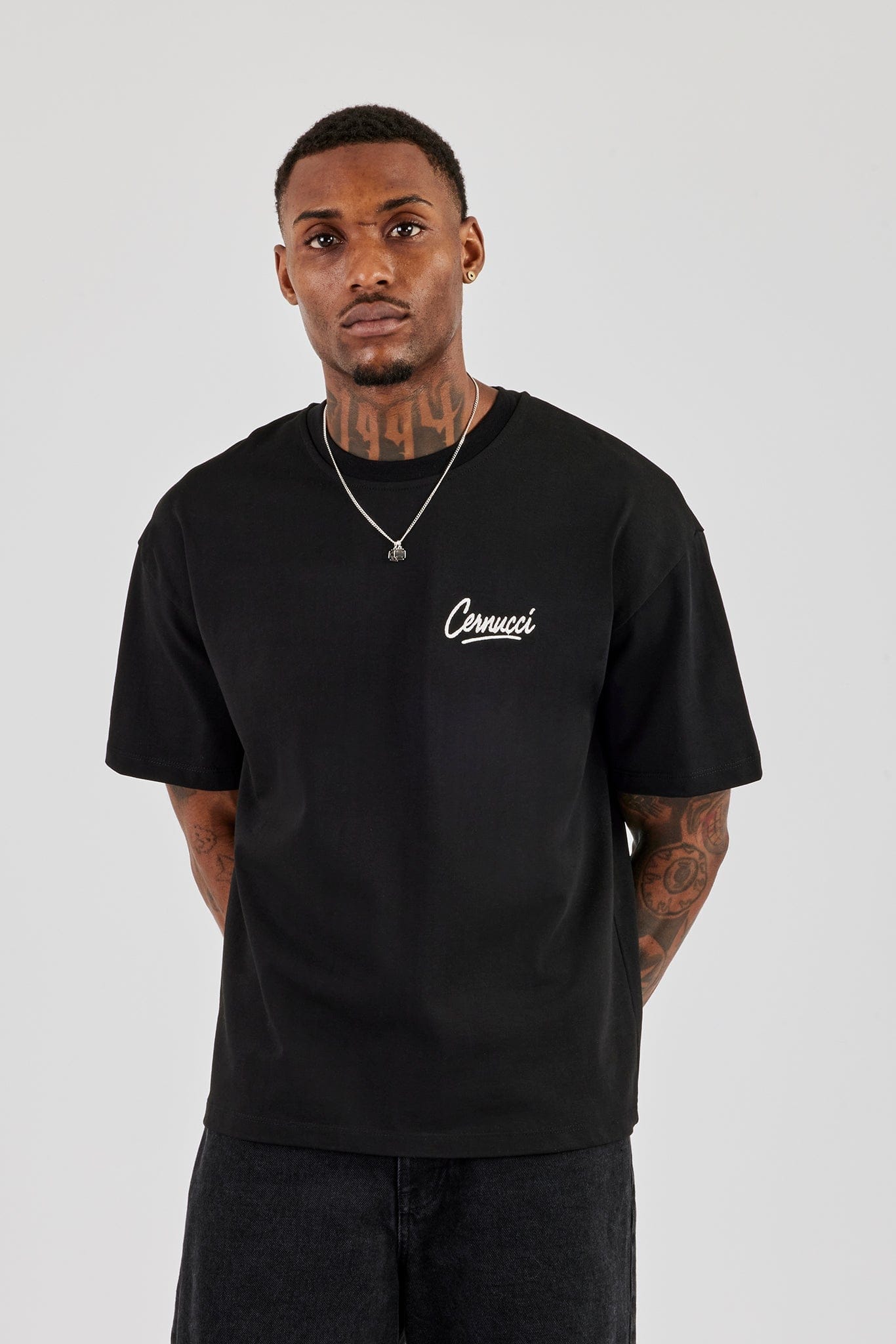 Cernucci Script Back Print T-Shirt - Black - Kick Game