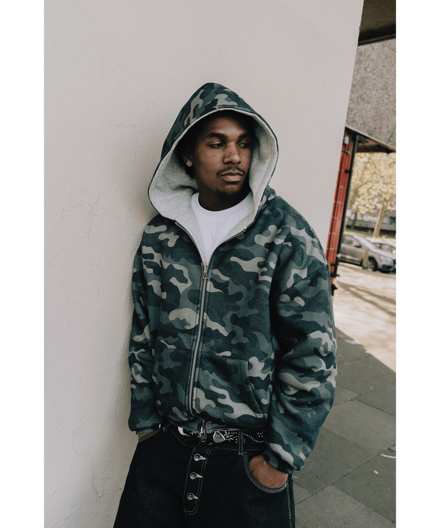 KAIZEN MARKET CAMO/GREY REVERSIBLE ZIP HOODIE - Kick Game