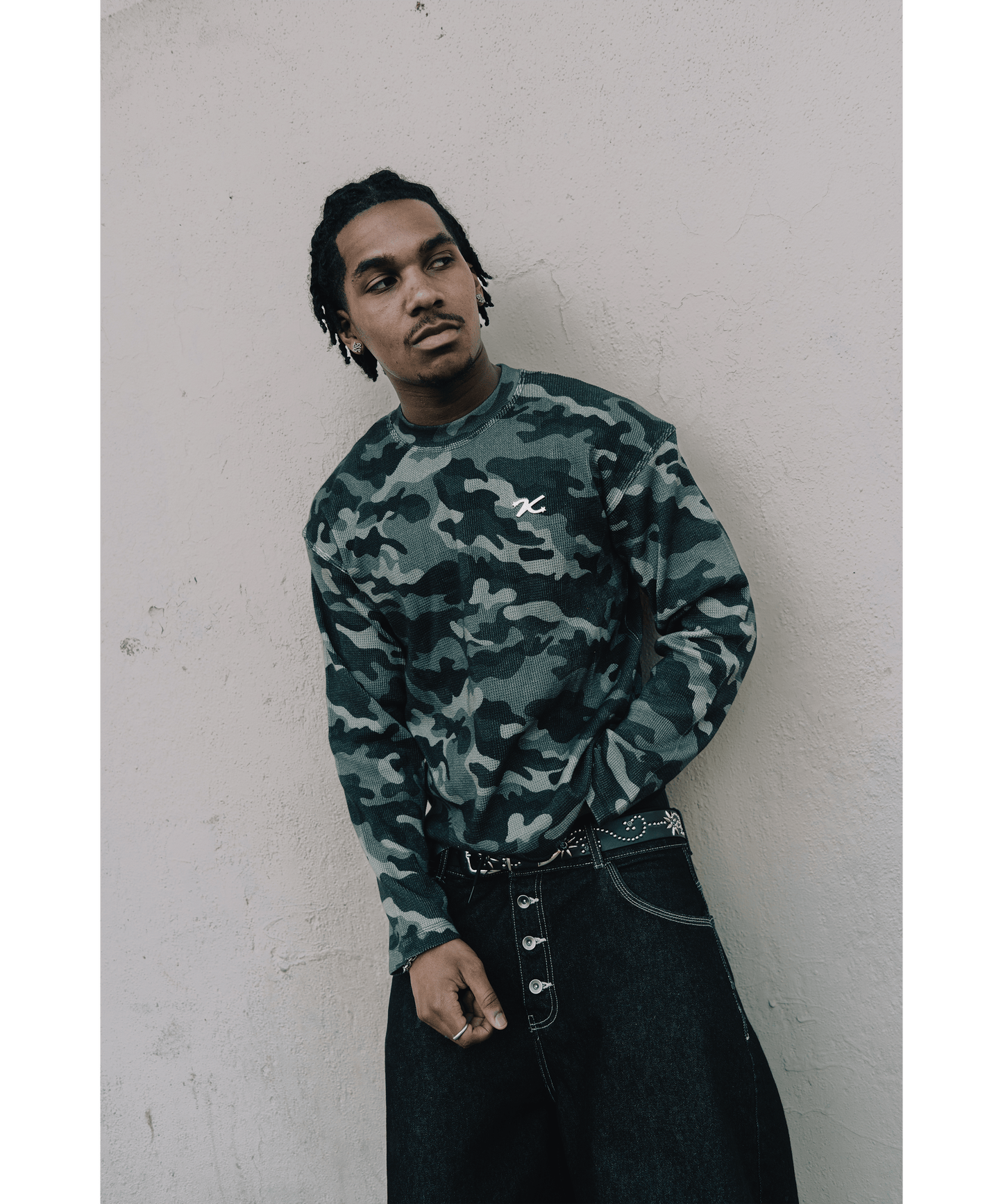 KAIZEN MARKET CAMO WAFFLE LONGSLEEVE - Kick Game
