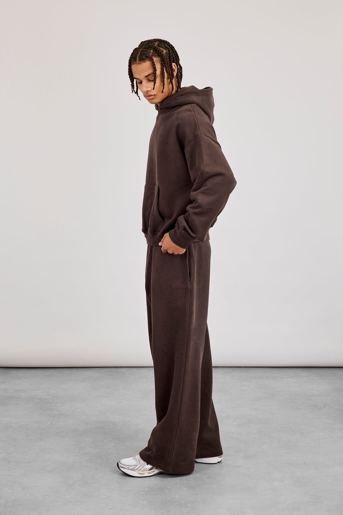 Zip Through Boxy Hoodie & Baggy Fit Jogger - Coffee - Kick Game