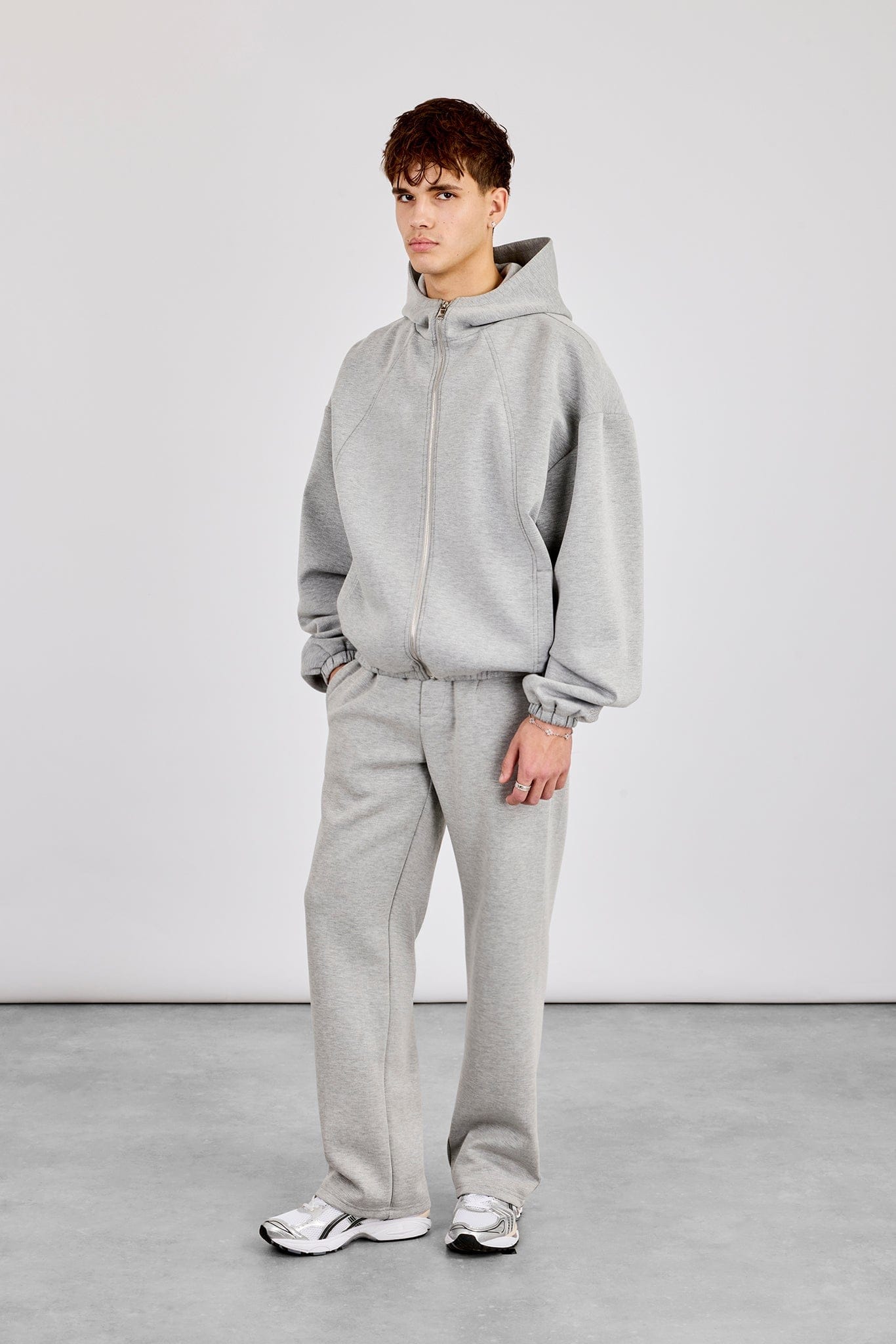Cernucci Zip Hooded Panelled Scuba Jacket & Relaxed Scuba Trouser - Grey - Kick Game