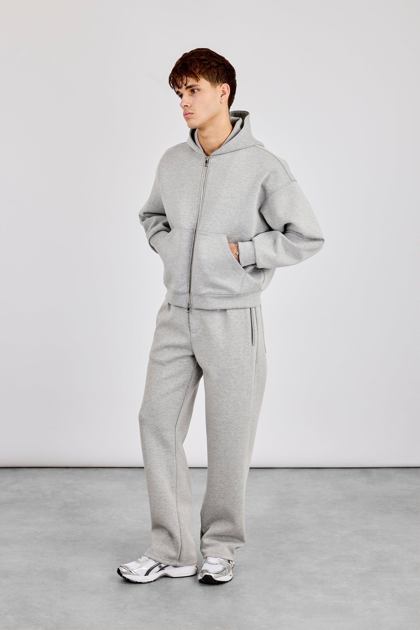 Cernucci Scuba Zip Through Boxy Hoodie & Relaxed Scuba Trouser - Grey - Kick Game