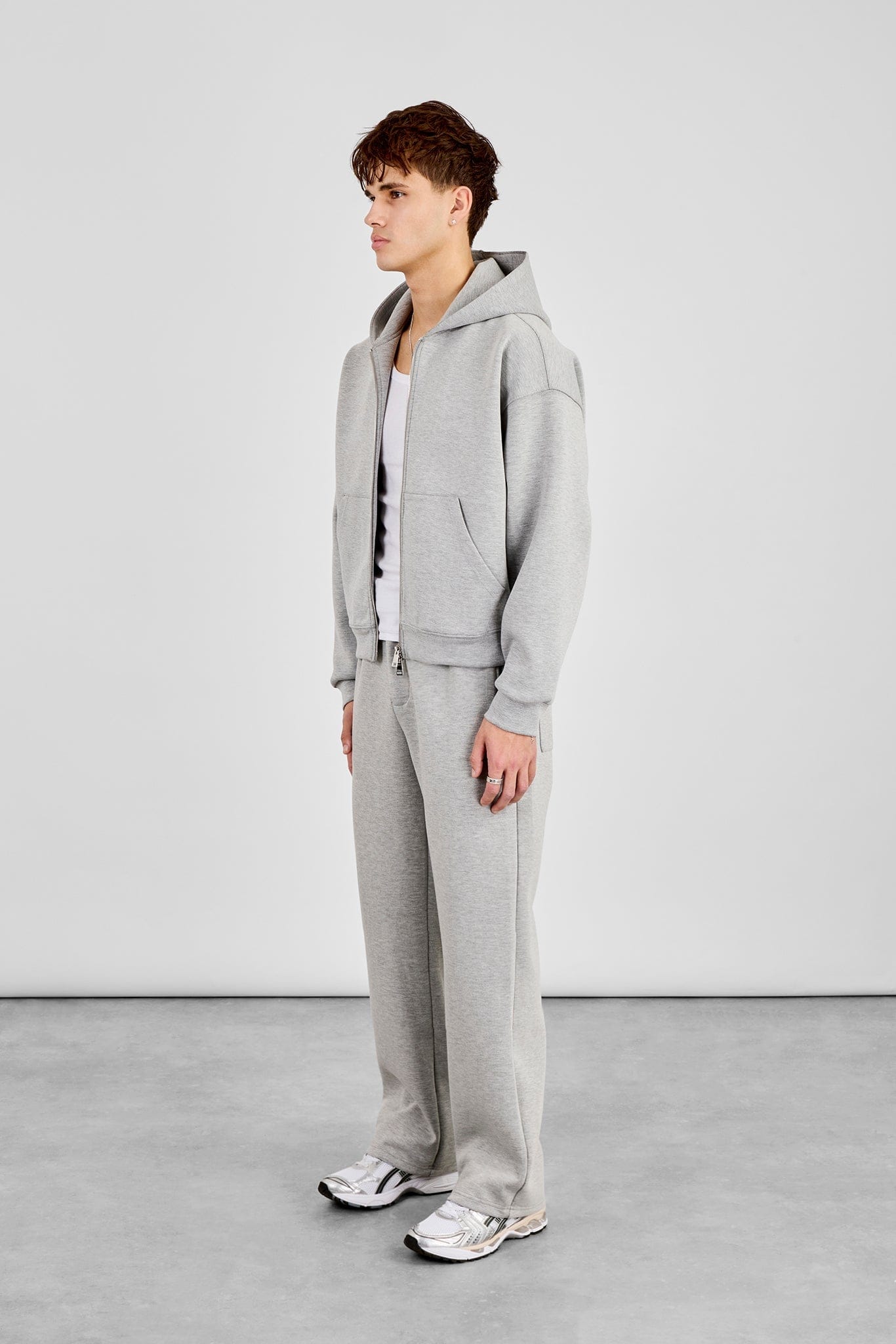Cernucci Scuba Zip Through Boxy Hoodie & Relaxed Scuba Trouser - Grey - Kick Game