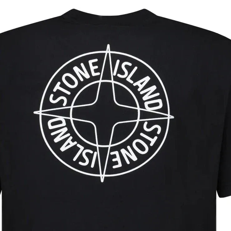 Stone Island Compass-Print Crewneck T-Shirt in Black - Kick Game