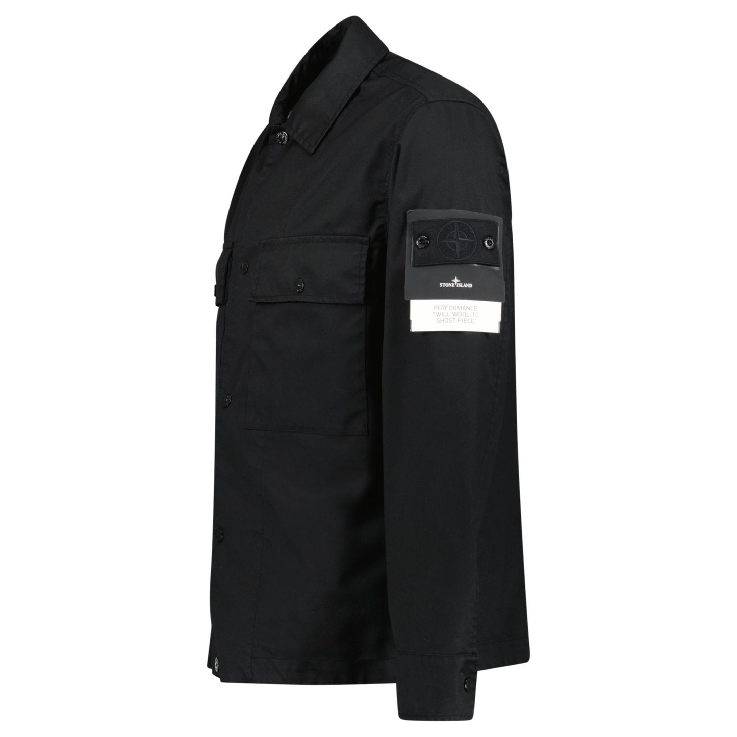 Stone Island Ghost Compass Twill Wool-TC Overshirt Black - Kick Game