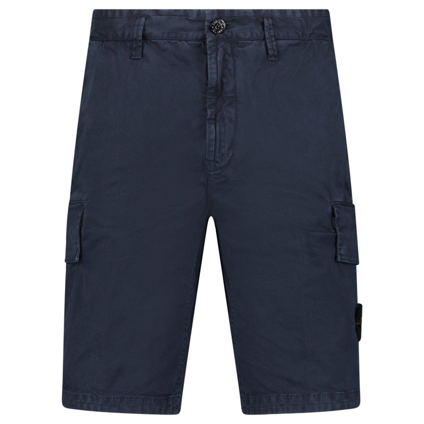 Stone Island Organic Cotton Stretch Broken Twill 'Old' Effect Cargo Shorts in Navy - Kick Game