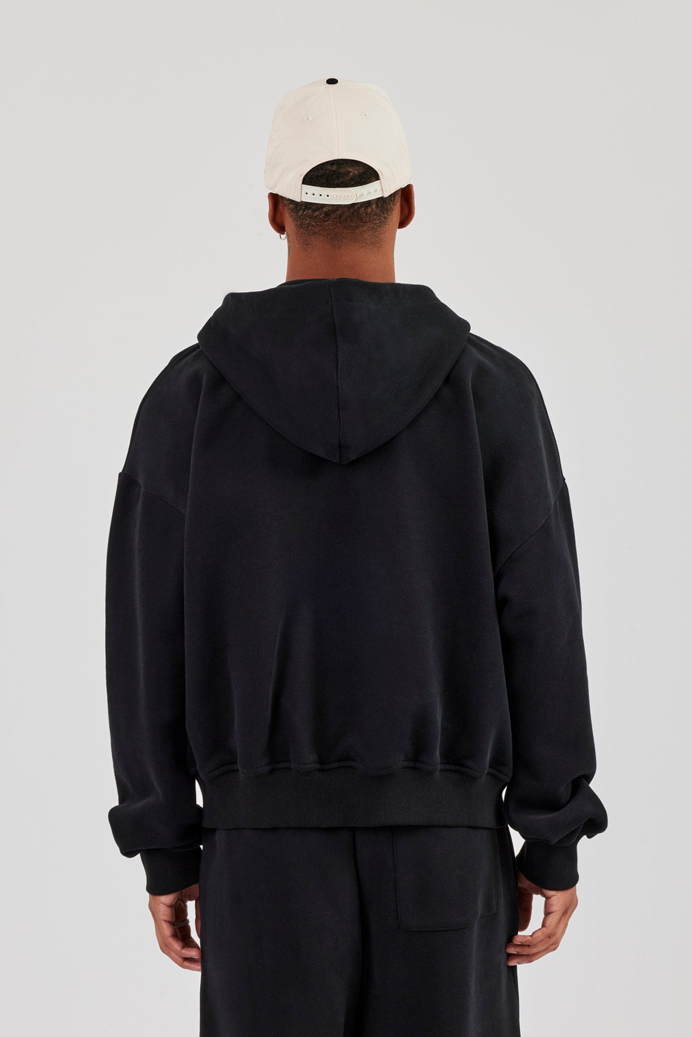 Zip Through Boxy Hoodie - Black - Kick Game