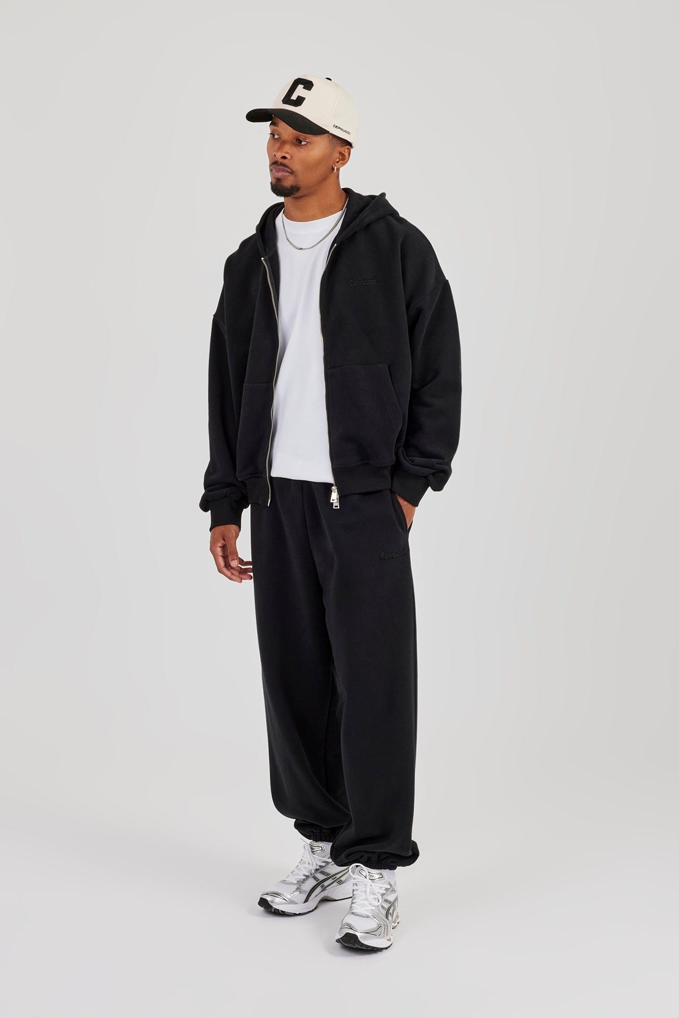 Zip Through Boxy Hoodie - Black - Kick Game