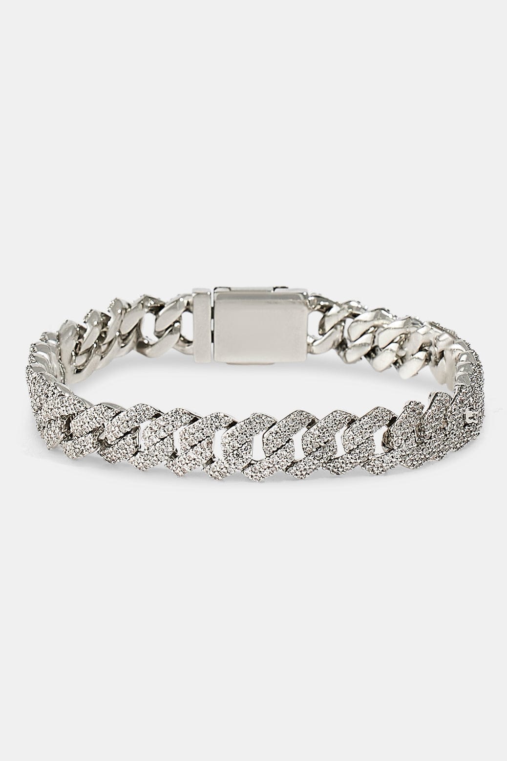 Iced Prong Cuban Bracelet - 10mm - White - Kick Game
