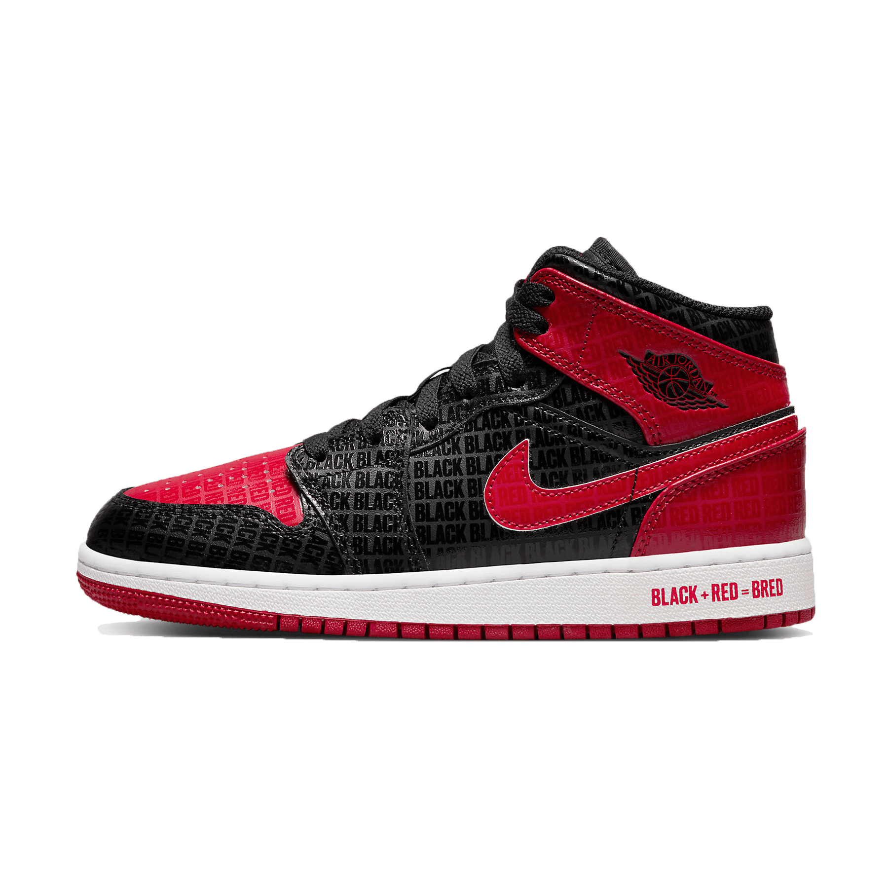 Air Jordan 1 Mid SS GS Black Red Bred Kick Game