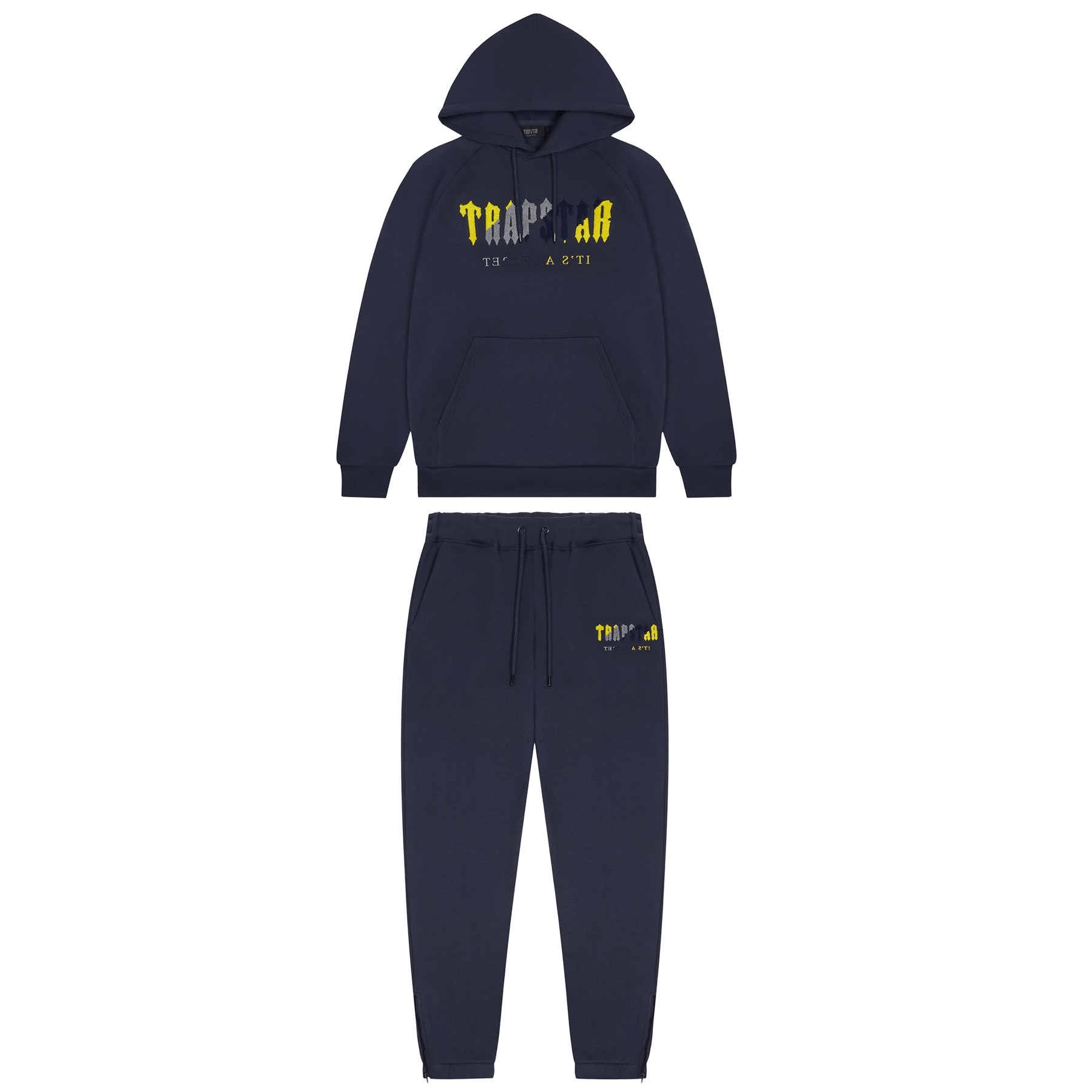 Trapstar Chenille Decoded Hooded TracksuitNavy/Yellow — Kick Game