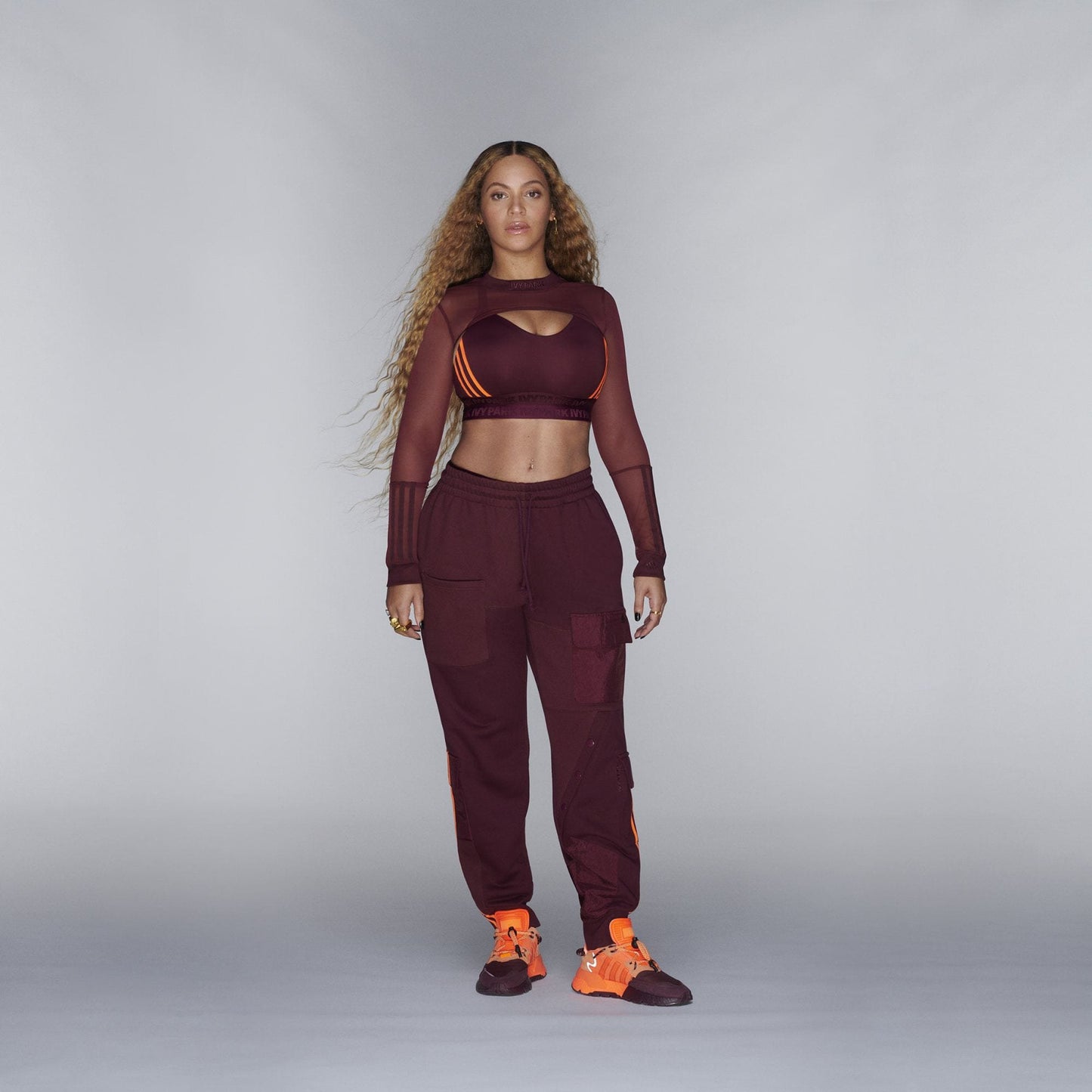 adidas Ivy Park Cargo Sweatpants Maroon/Solar Orange - Kick Game