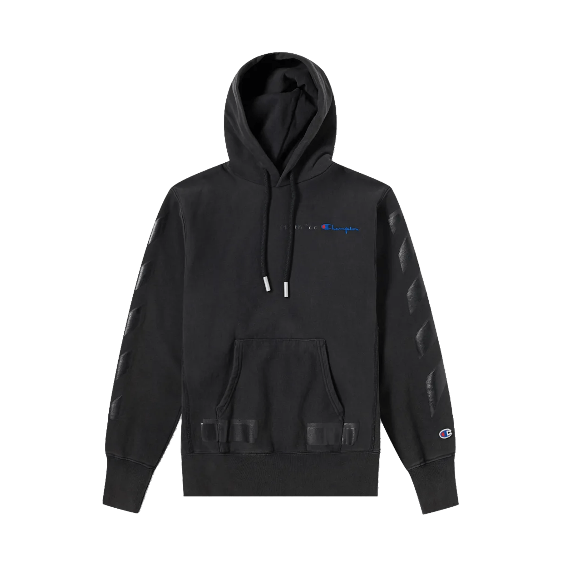 Off white x champion hoodie black discount