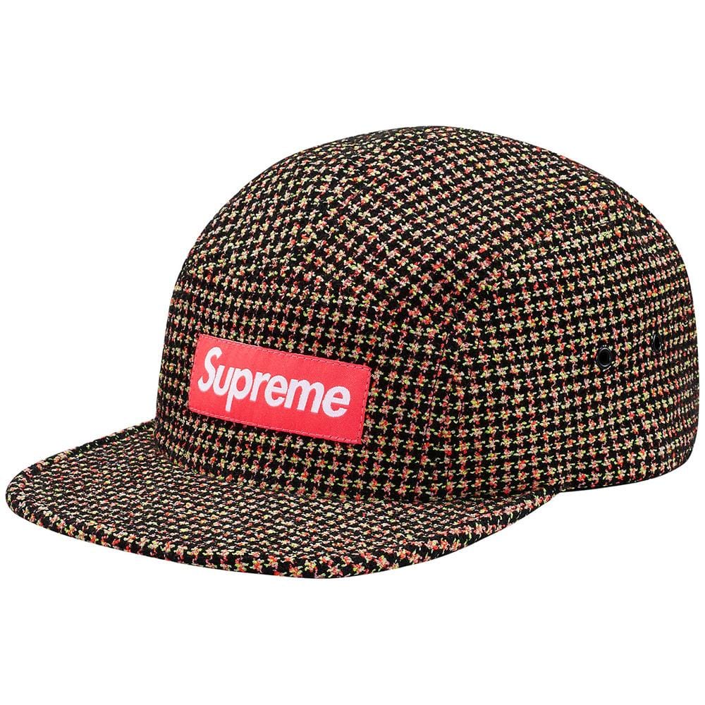 Supreme Boucle Houndstooth Camp Cap Neon Kick Game