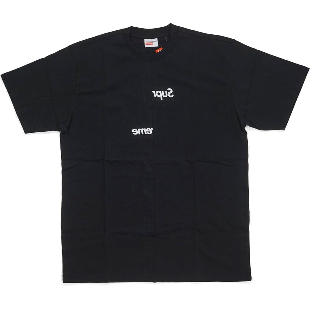 Supreme Comme des Garcons SHIRT Split Box Logo Tee Black — Kick Game