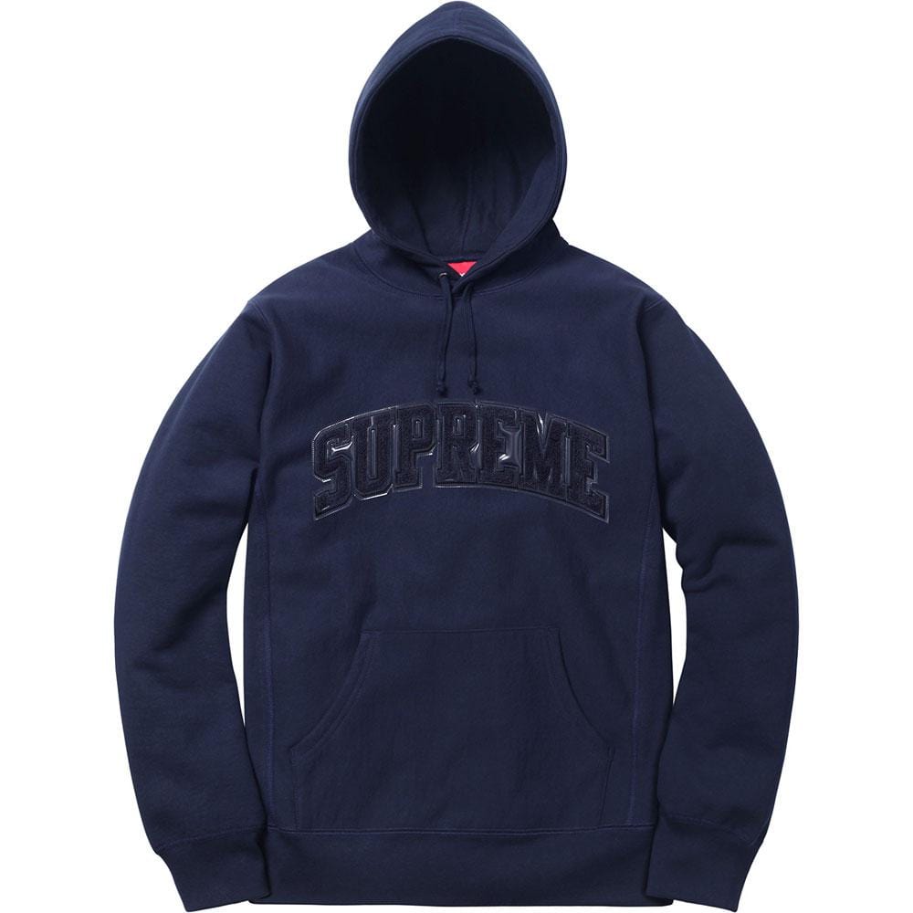 Supreme Patent-Chenille Arc Logo Hooded Sweatshirt Navy - Kick Game