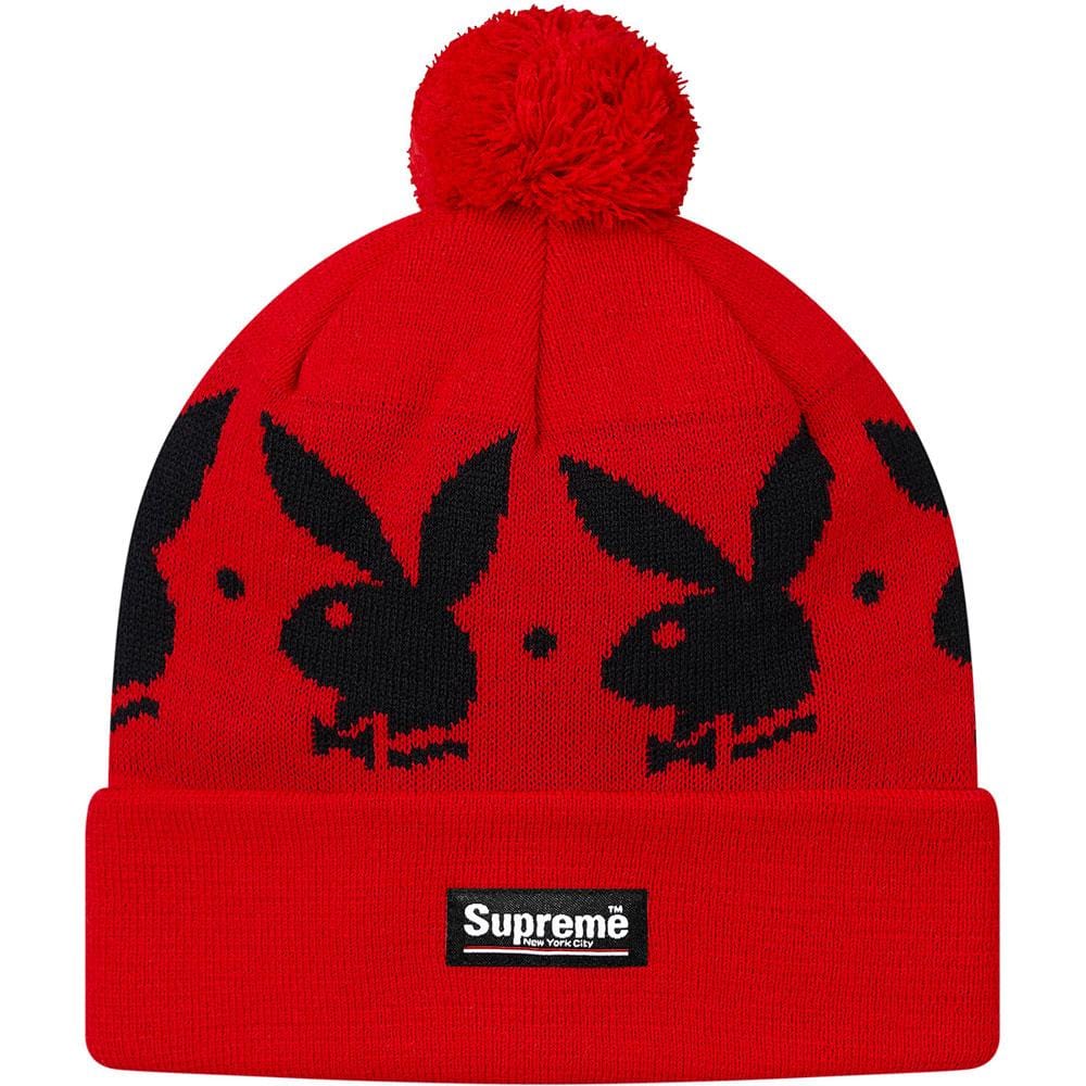 Supreme Playboy Jacquard Beanie (FW17) - Red - Kick Game