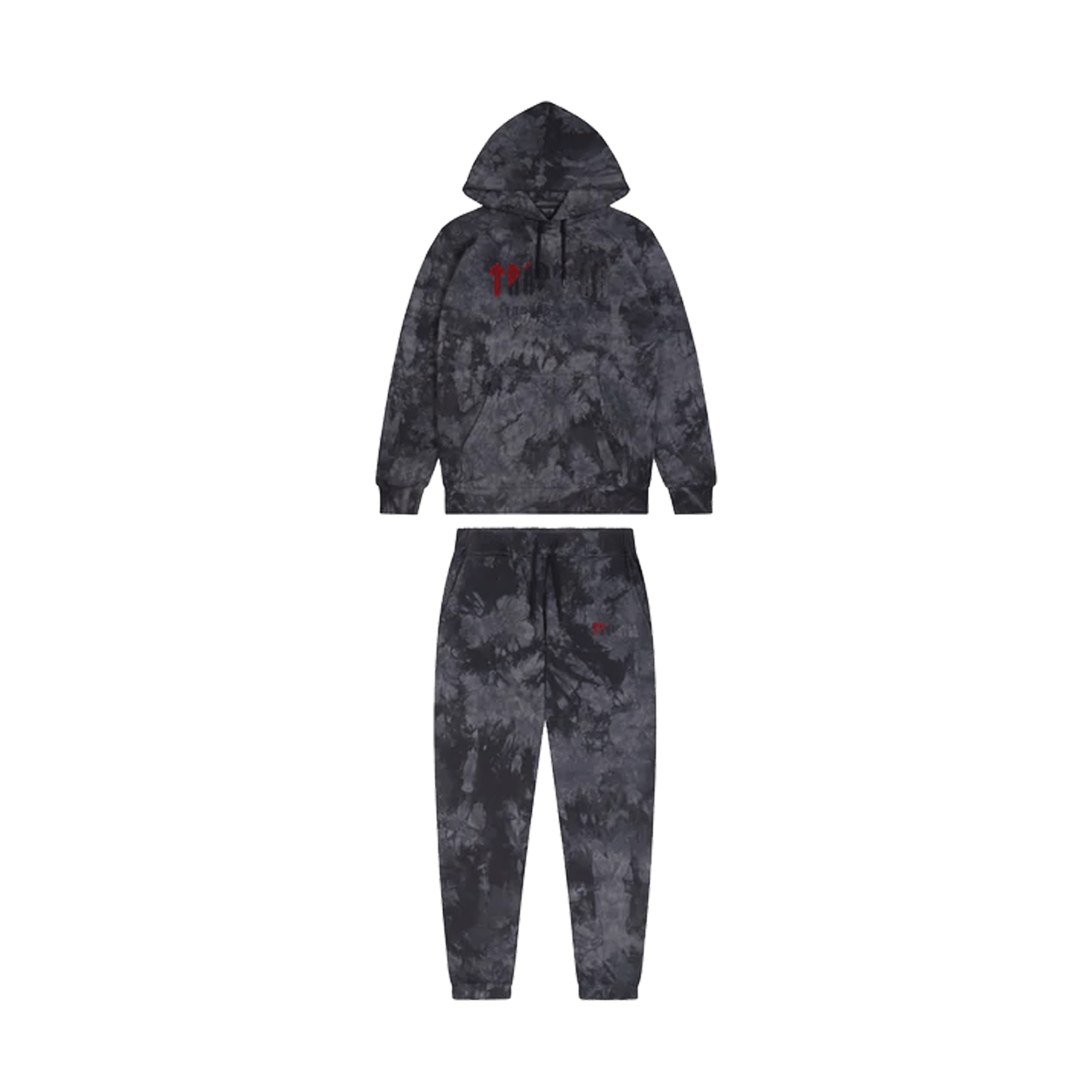 Trapstar Chenille Decoded Hooded Tracksuit Allover Tie Dye Red — Kick
