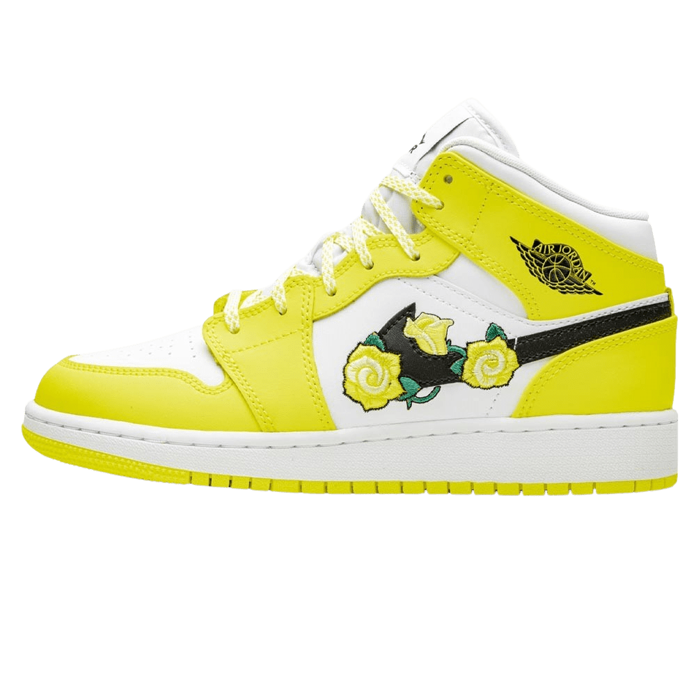 Air Jordan 1 Mid SE GS 'Rose Patch - Dynamic Yellow' - Kick Game