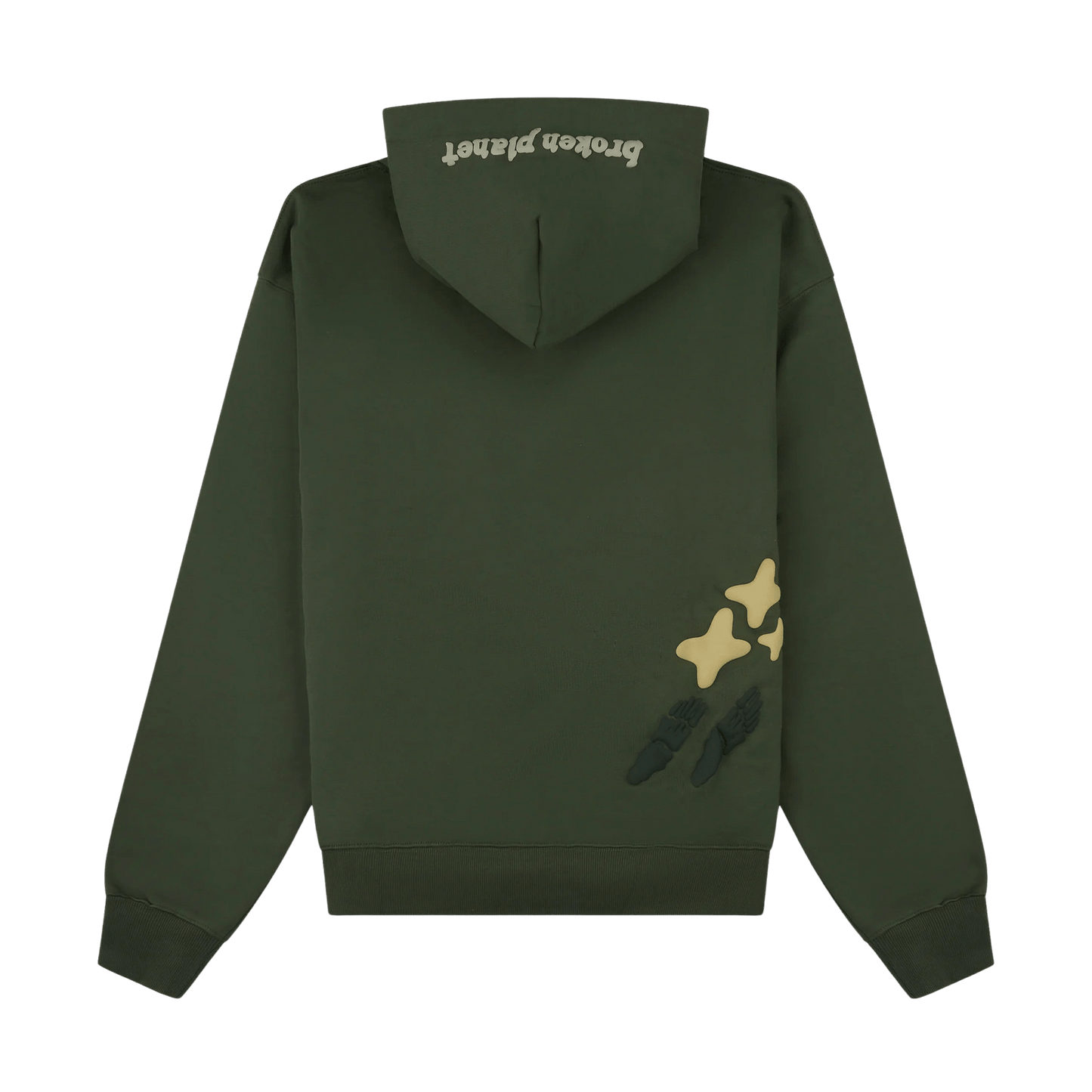 Broken Planet Market Hoodie 'Space Trails' - Olive Green - Kick Game