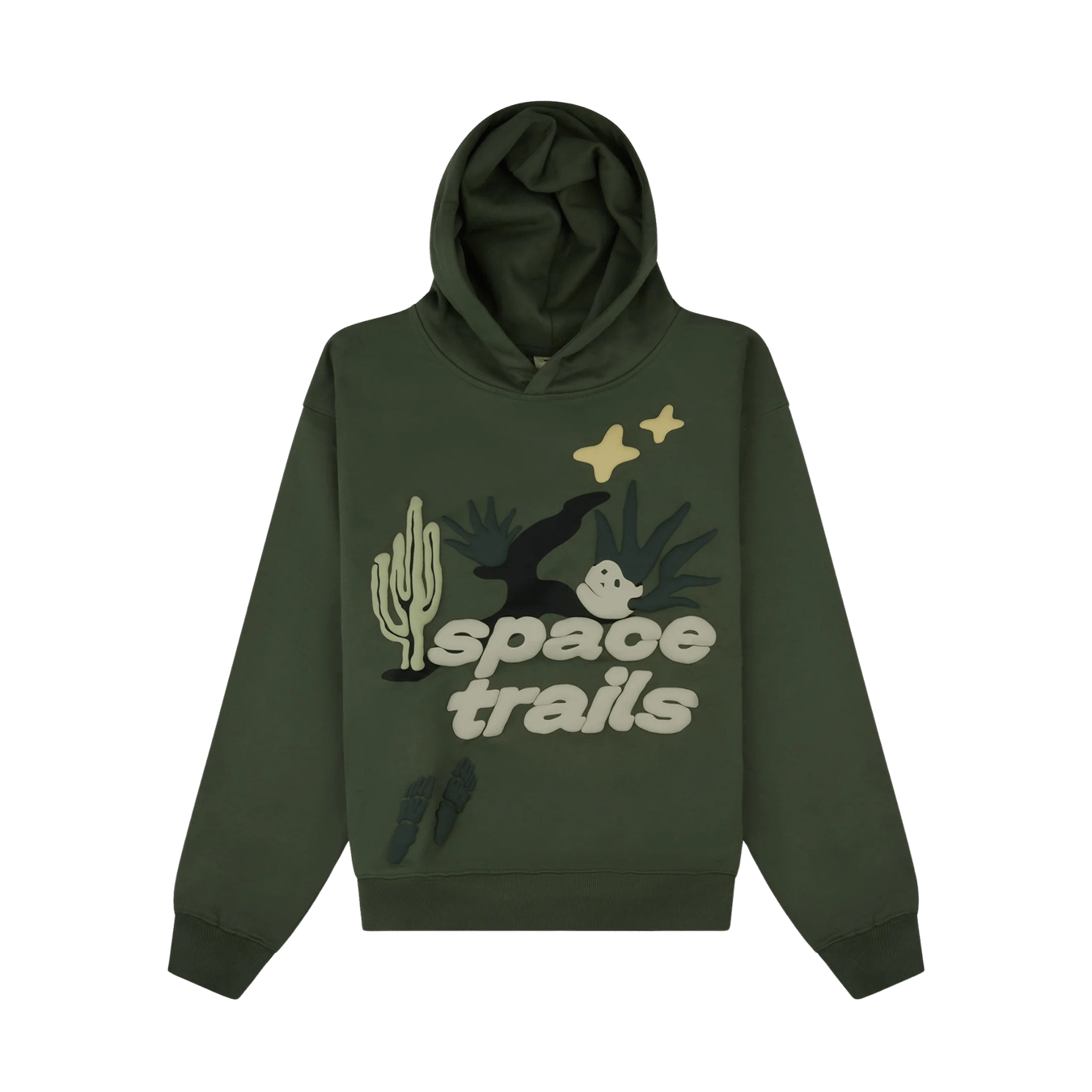 Broken Planet Hoodie 'Space Trails' Olive Green — Kick Game