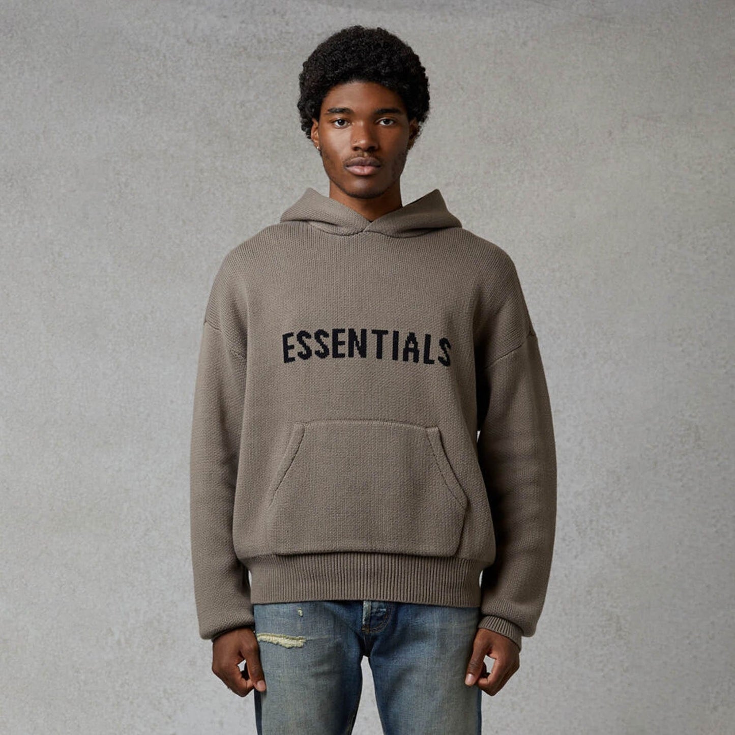 FEAR OF GOD ESSENTIALS Knit Hoodie Taupe - Kick Game